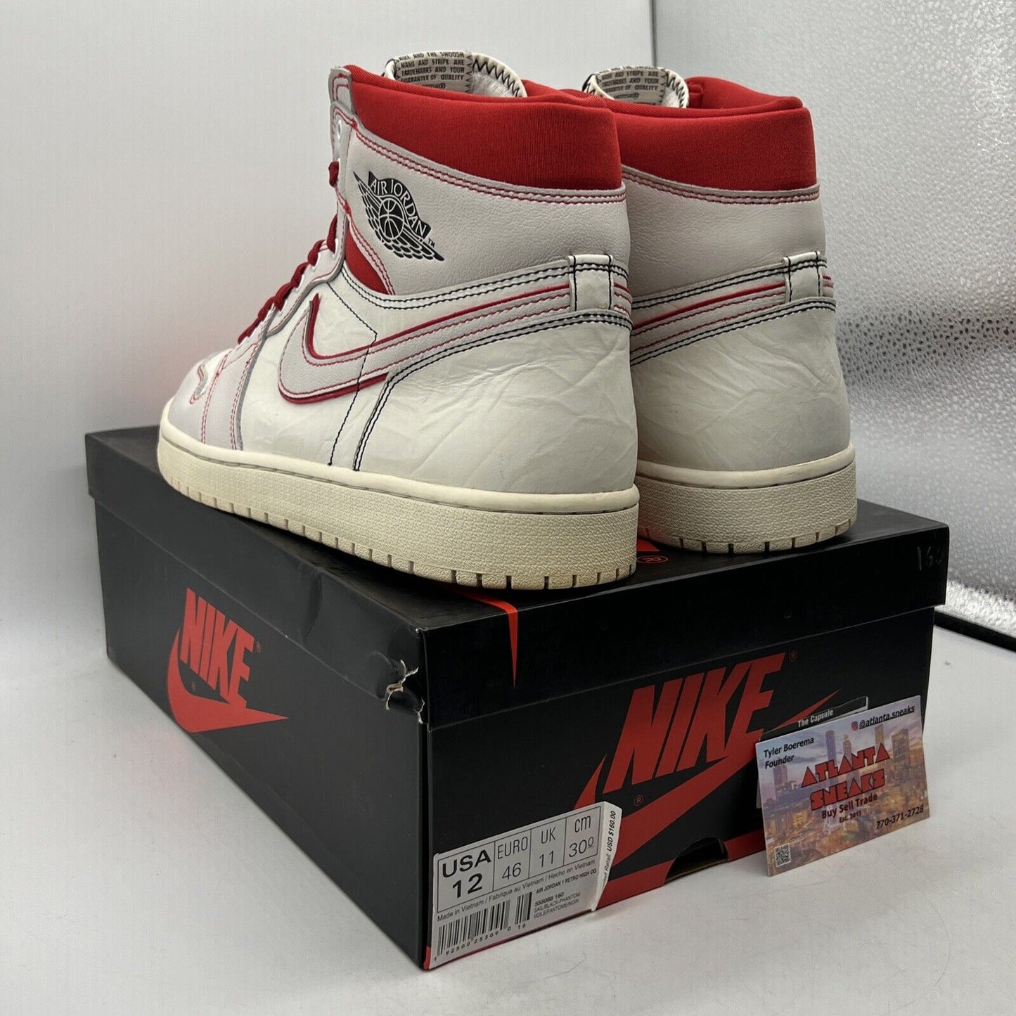 Size 12 - Air Jordan 1 Retro OG High Phantom Red White Black Leather 555088-160