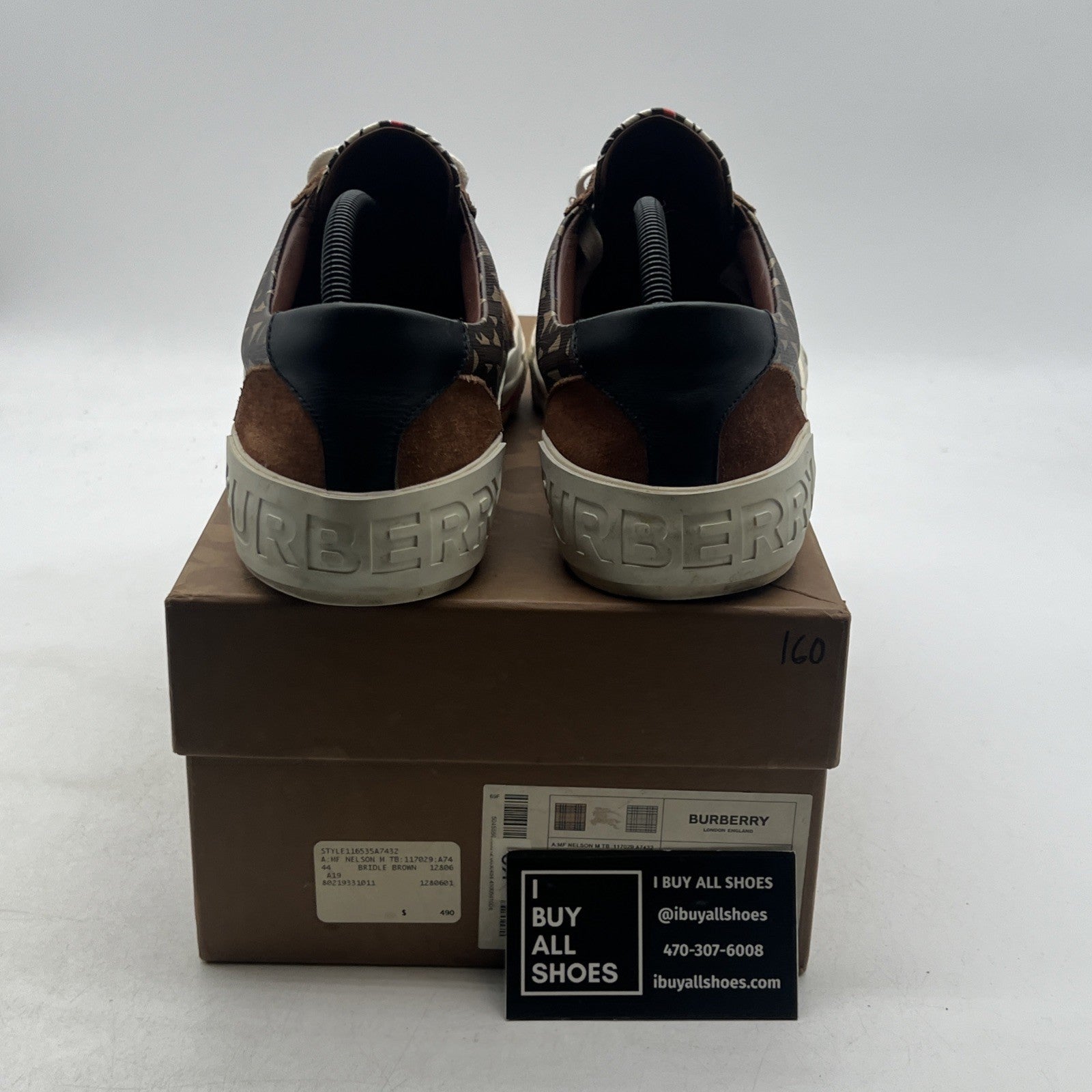 Size 44 - Burberry Nelson TB Monogram Brown Logo Sneakers Suede