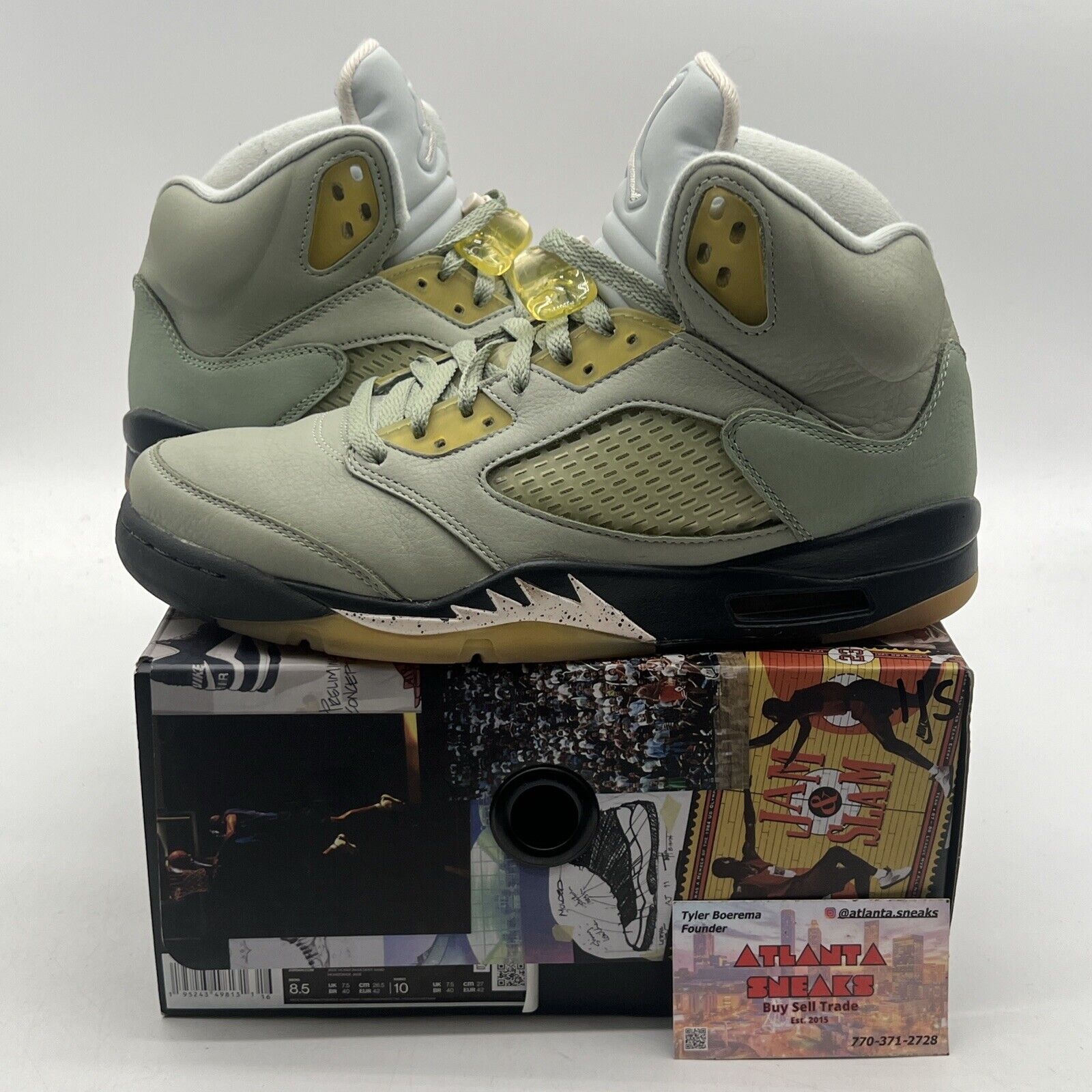 Size 8.5 - Jordan 5 JADE HORIZON 2022 Black Yellow Olive Suede (DC7501-300)