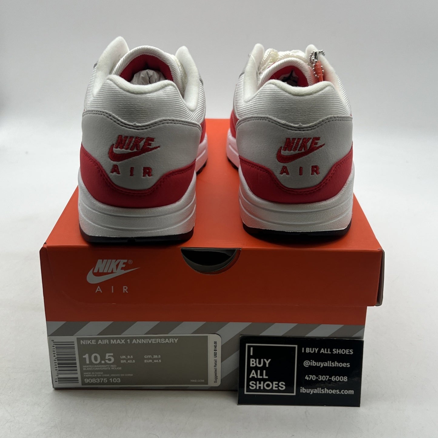 Size 10.5 - Nike Air Max 1 OG Anniversary 2017 Re-Release Red (908375-103)