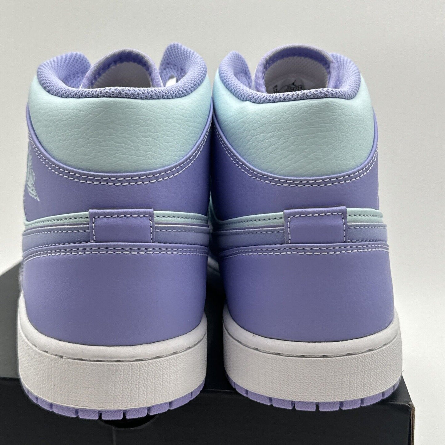 Size 12 - Jordan 1 Mid Purple Aqua Blue Leather White Midsole Fun Colors Bright