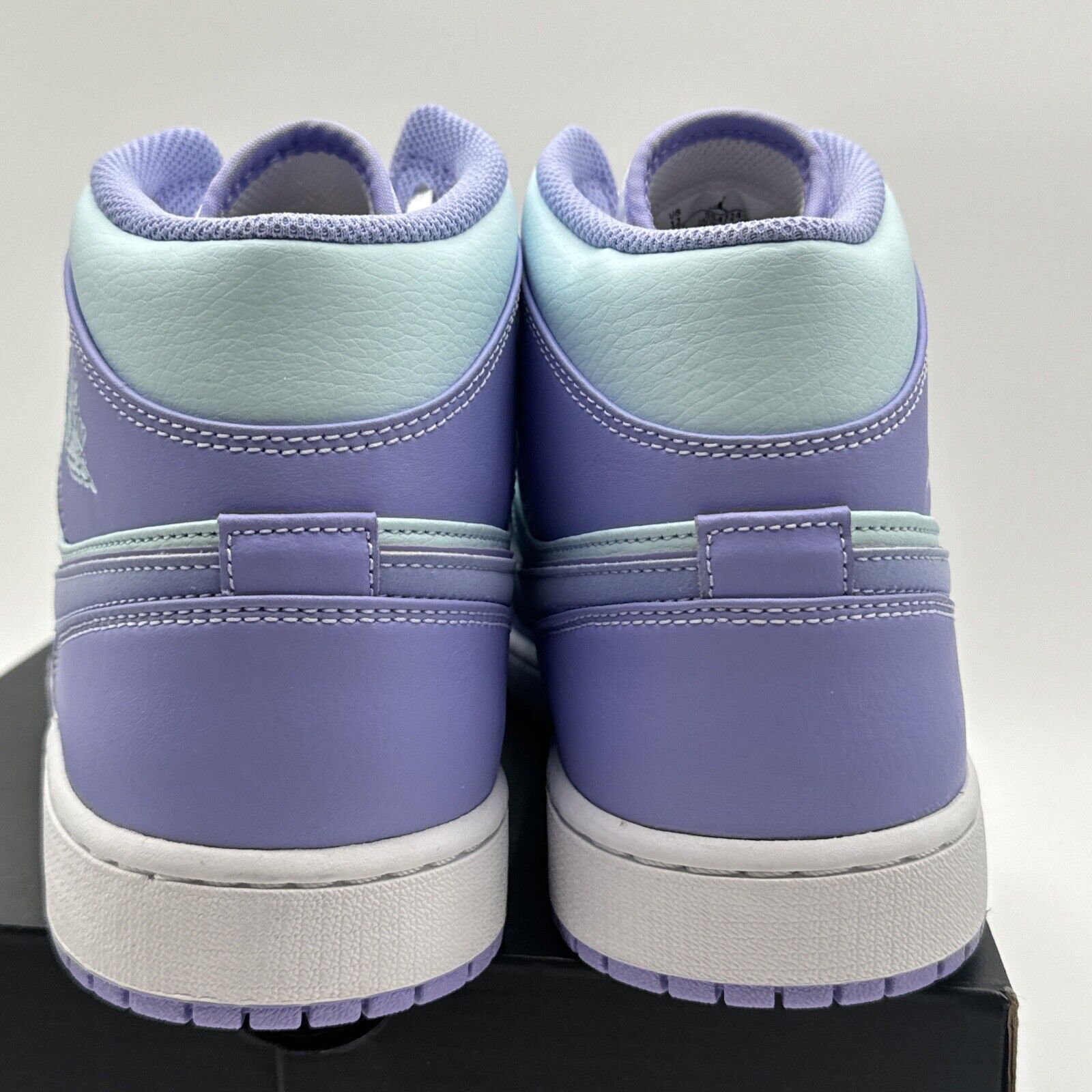 Size 12 - Jordan 1 Mid Purple Aqua Blue Leather White Midsole Fun Colors Bright