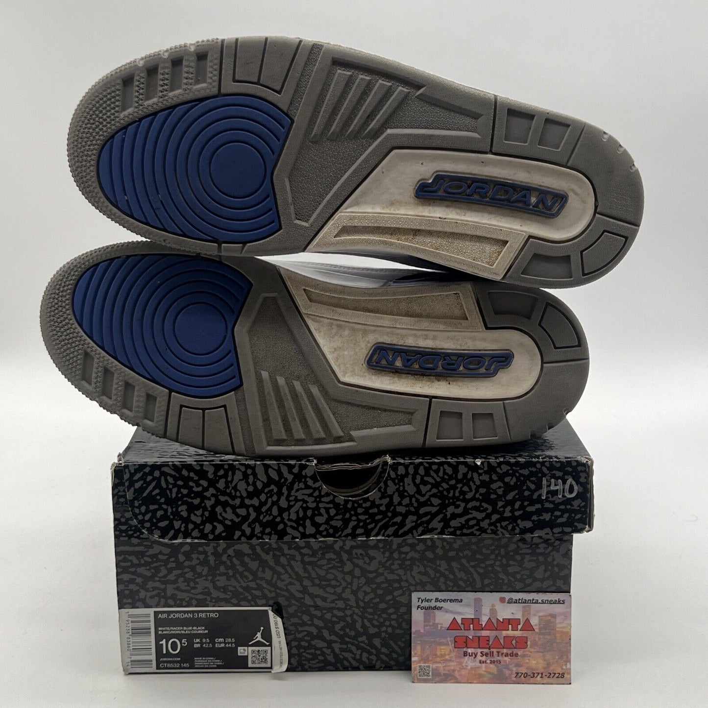 Size 10.5 - Jordan 3 Retro Mid Racer Blue White Black Leather (CT8532-145)