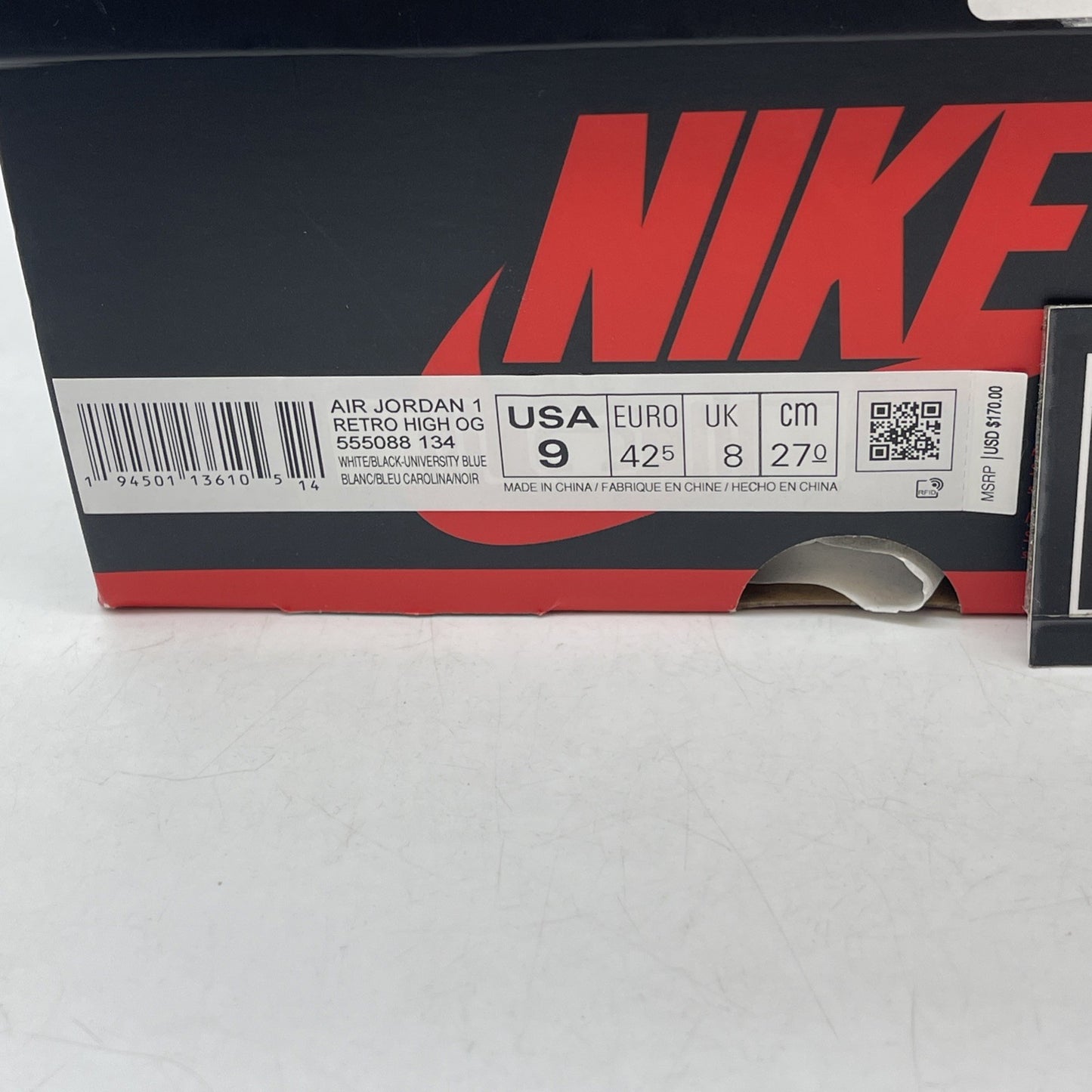 Size 9 - Air Jordan 1 Retro OG High University Blue (555088-134)