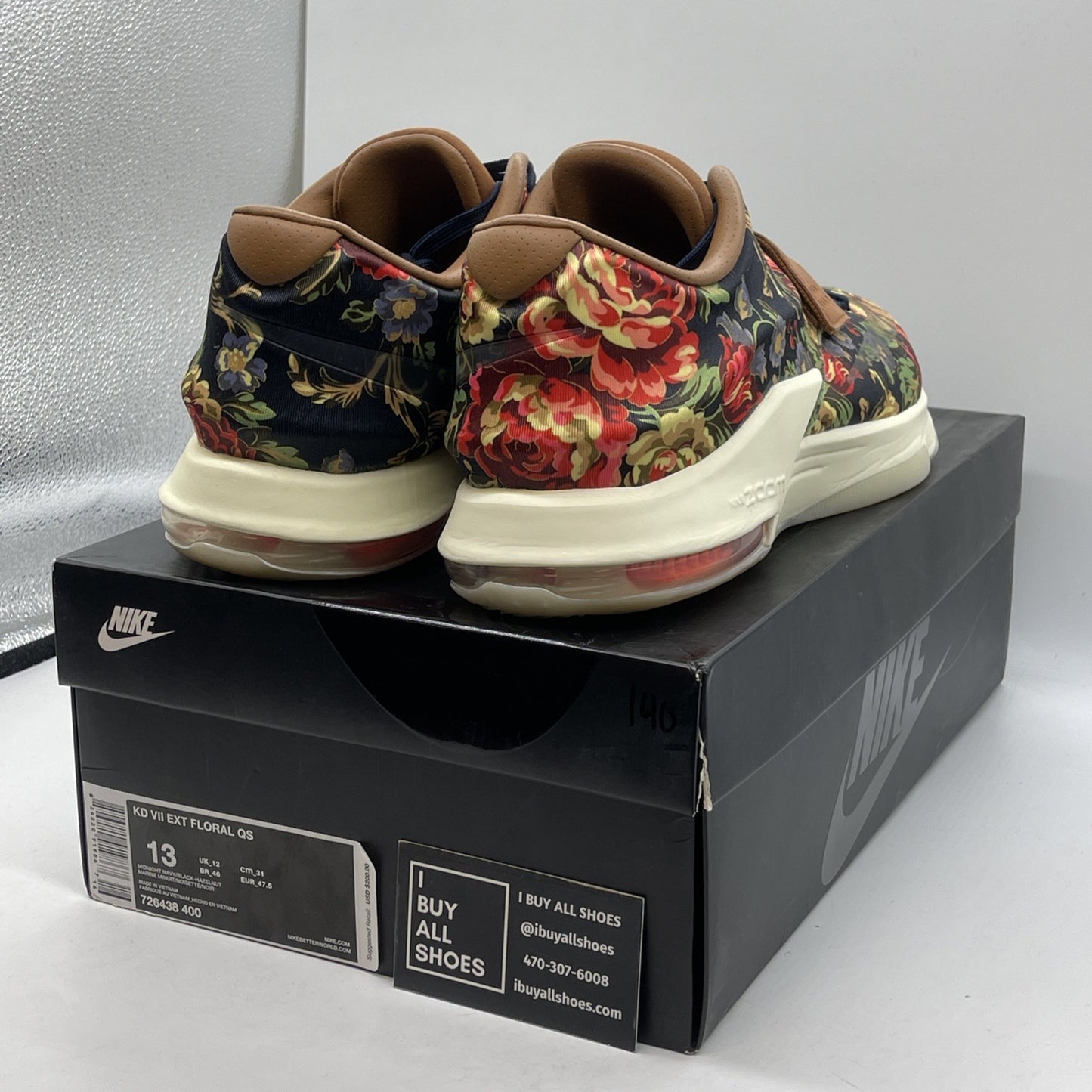 Size 13 - Nike KD 7 EXT QS Floral Brown Black Suede Leather (726438-400)