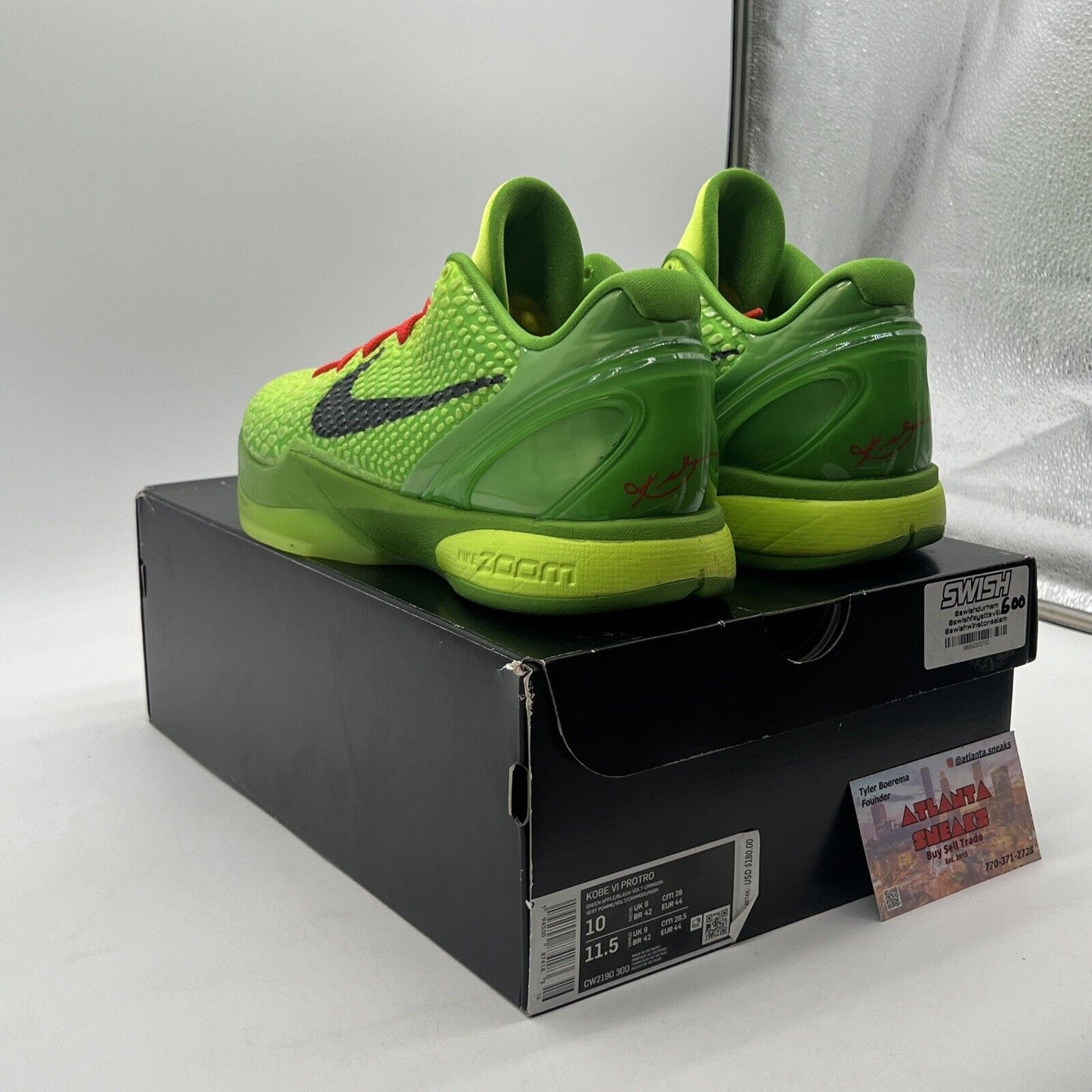 Size 10 - Nike Zoom Kobe 6 Protro Low Grinch (CW2190-300)