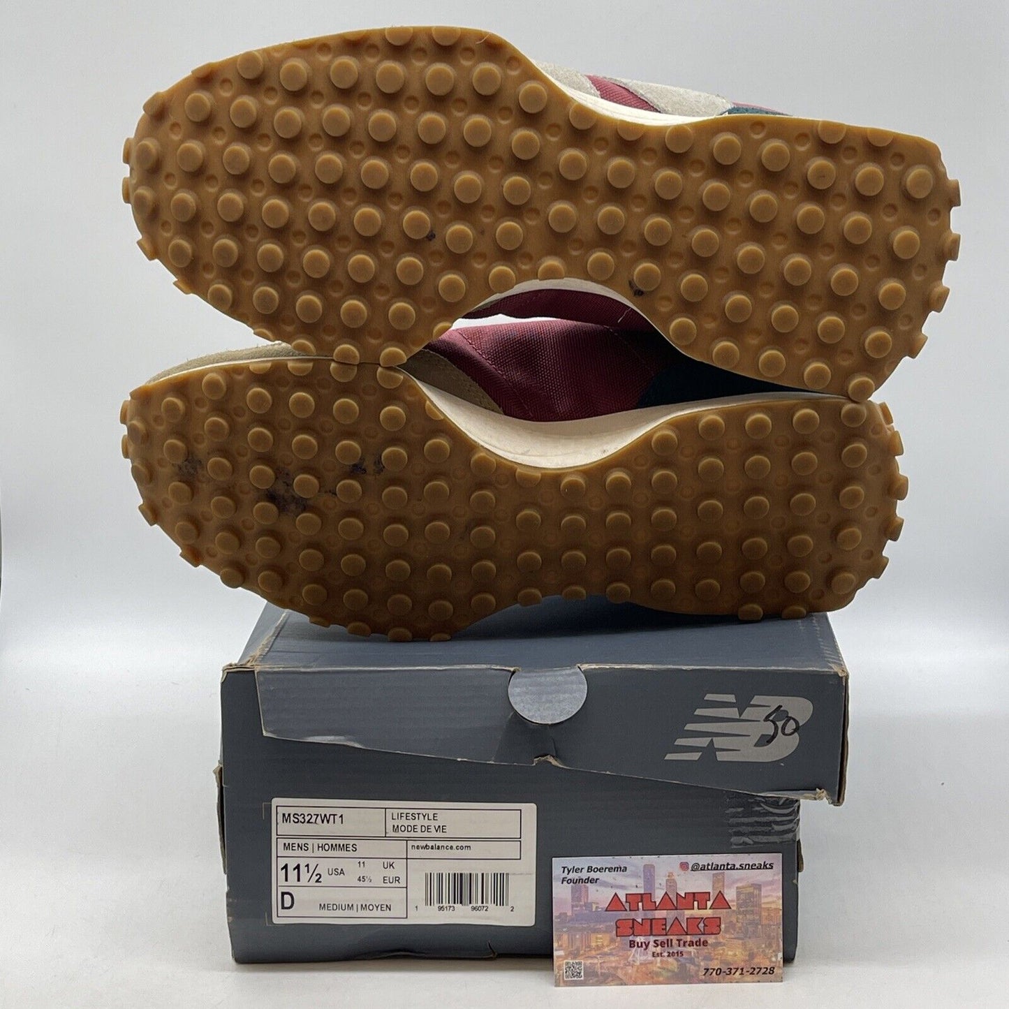 Size 11.5 - New Balance 327 Bordeaux Teal Brown Blue White Suede (MS327WT1)
