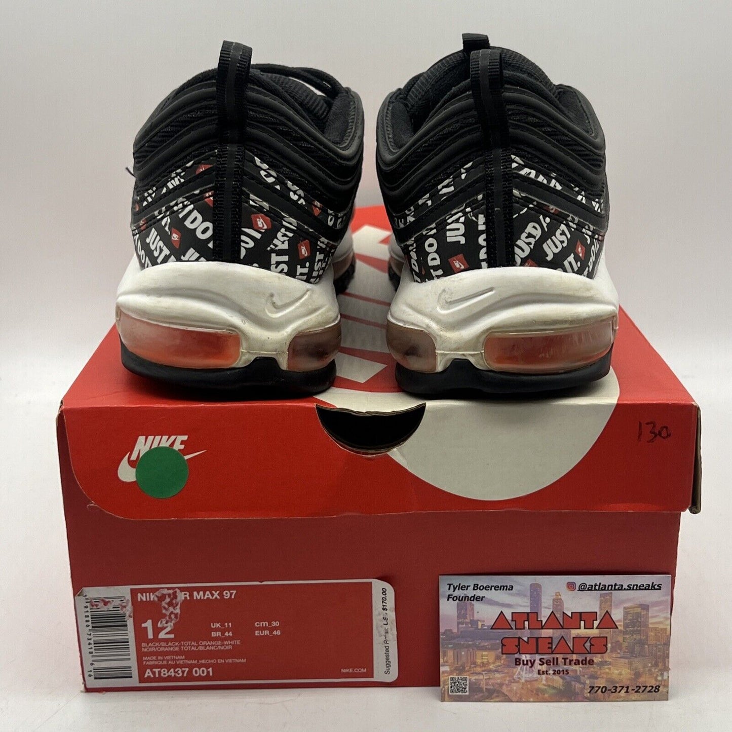 Size 12 - Nike Air Max 97 Just Do It Black White Red (AT8437-001)