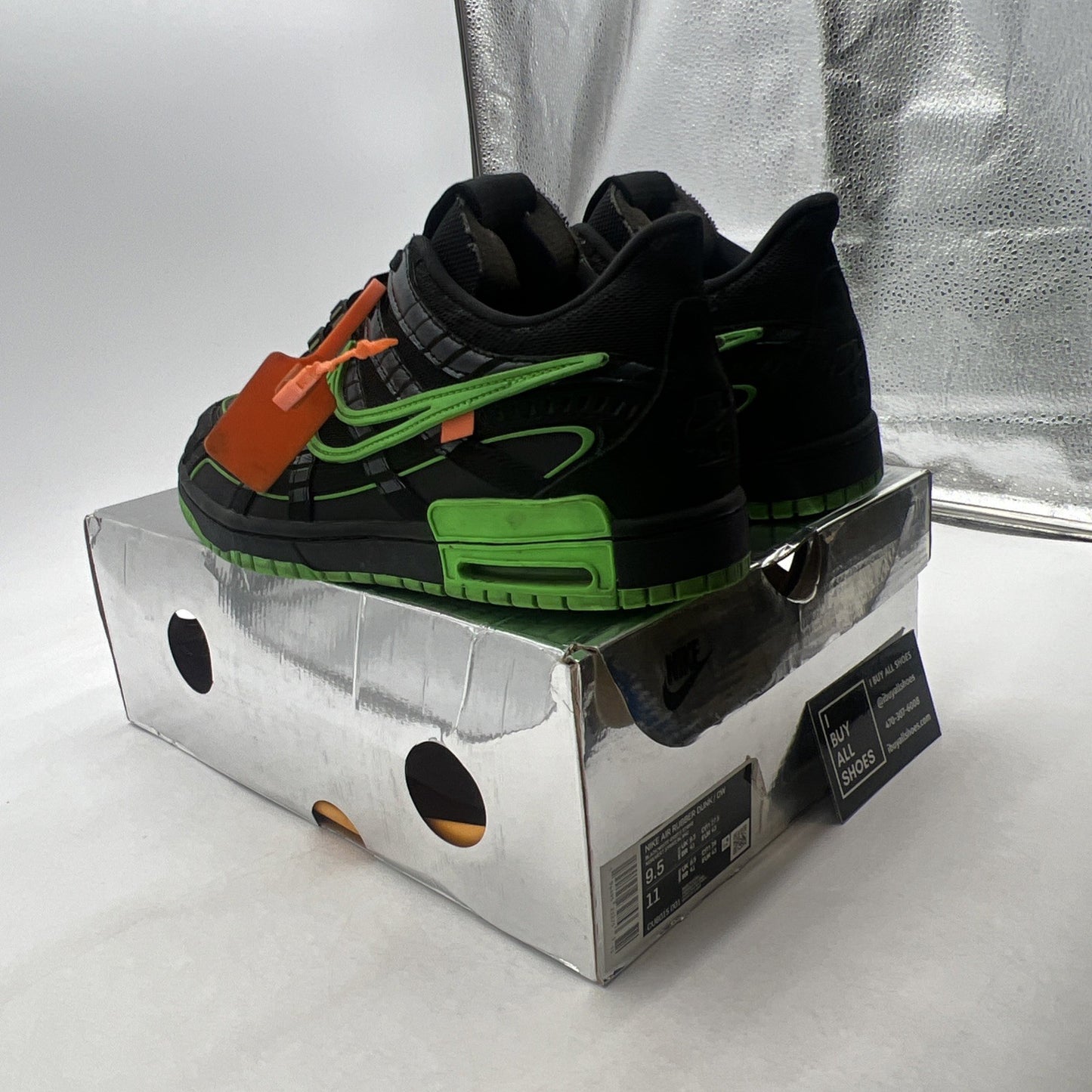 Size 9.5 - Nike Air Rubber Dunk x Off-White Low Green Strike (CU6015-001)