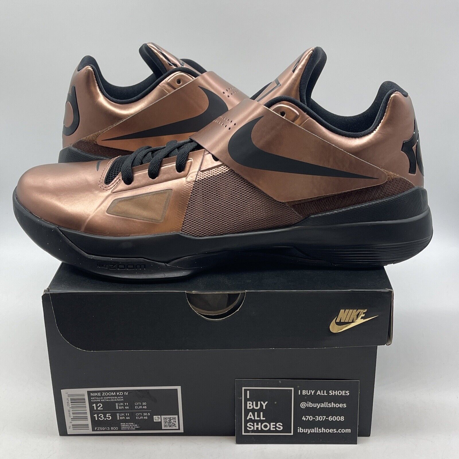 Size 12 - Nike Zoom KD 4 2024 Christmas Rose Gold Black Leather (FZ5913-800)