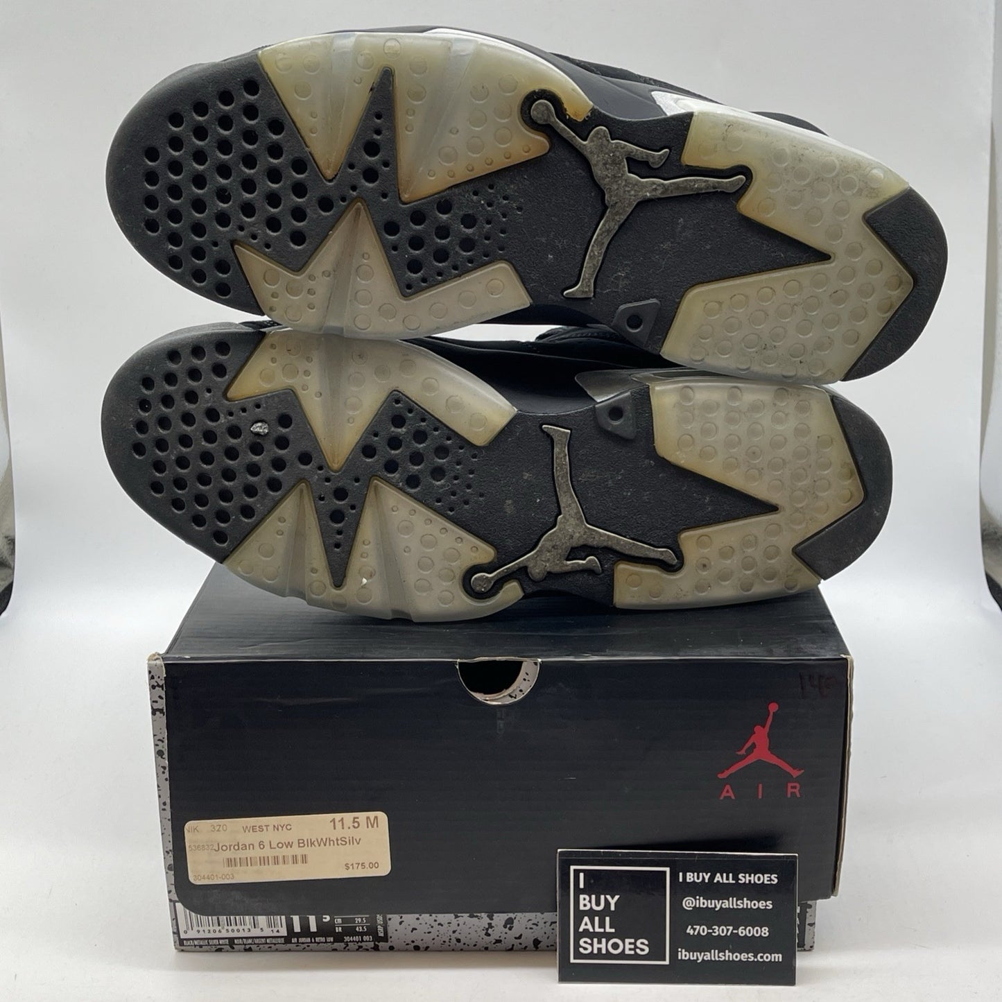 Size 11.5 - Air Jordan 6 Retro Low Chrome Silver Black Suede (304401-003)