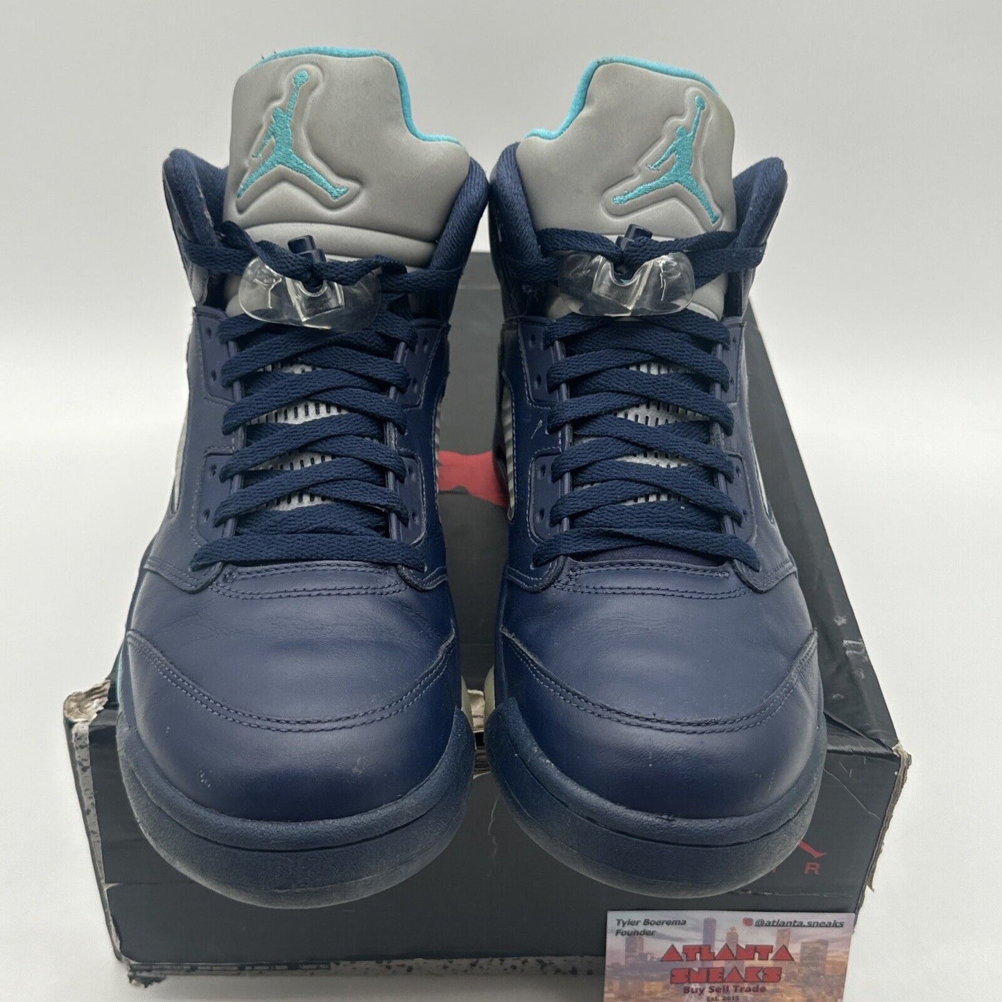 Size 10.5 - Jordan 5 Retro Pre-Grape 2015 Navy Leather Unc Icy Soles Reflective