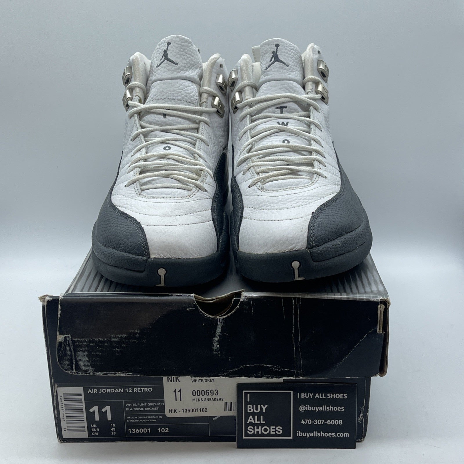 Size 11 - Air Jordan 12 Retro Flint Frey White Leather (136001-102)
