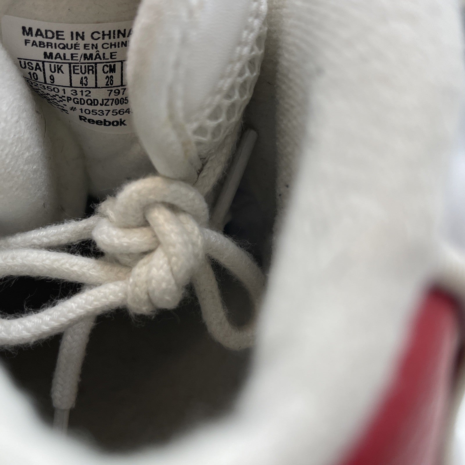 Size 10 - Reebok Question Mid White Pearlized Red (023501-312)