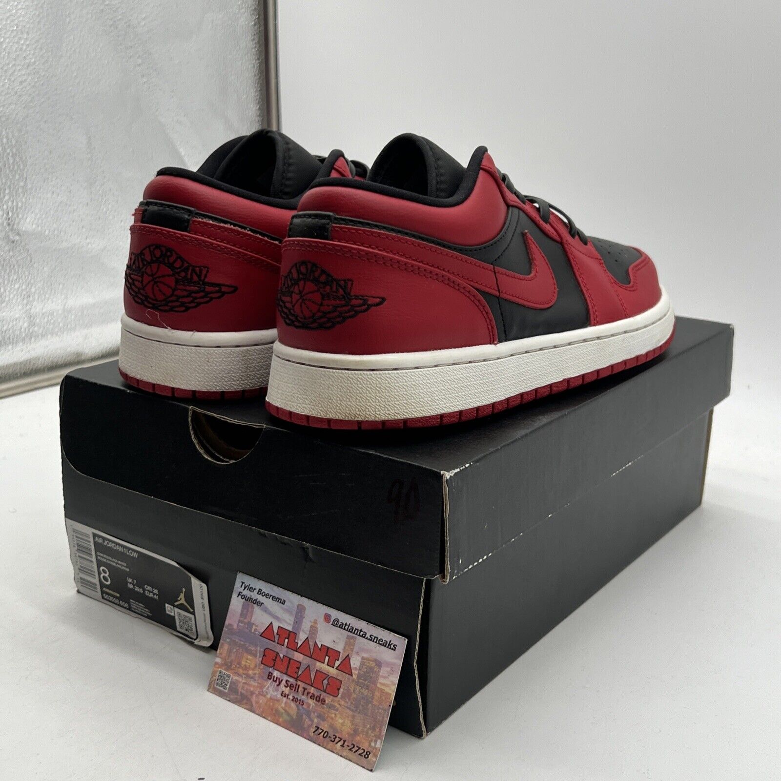 Size 8 - Air Jordan 1 Low Reverse Bred Black White Red Leather (553558-606)