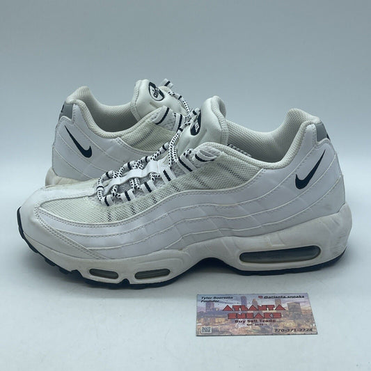 Size 9.5 - Nike Air Max 95 White/Black Grey Leather Suede (609048-109)