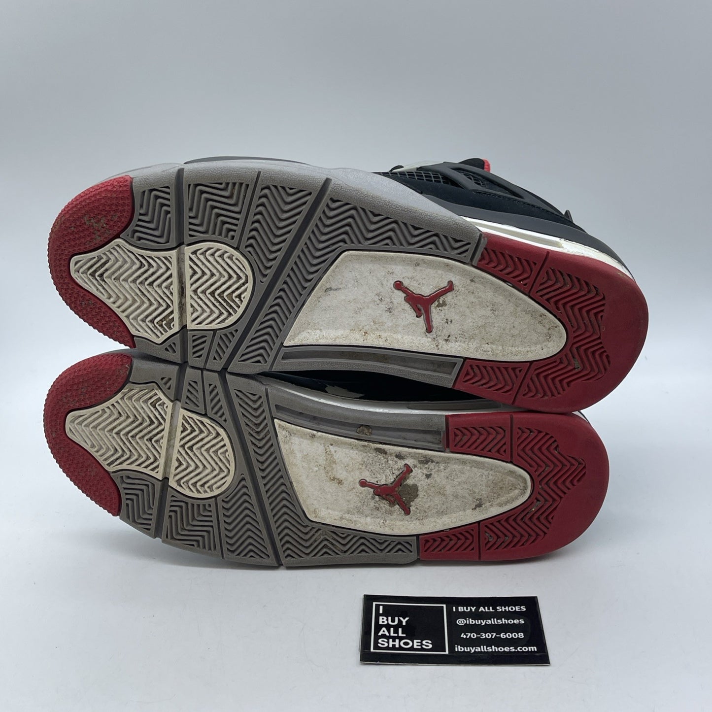 Size 10.5 - Jordan 4 Retro bred release Black Red Grey White Suede (308497-089)
