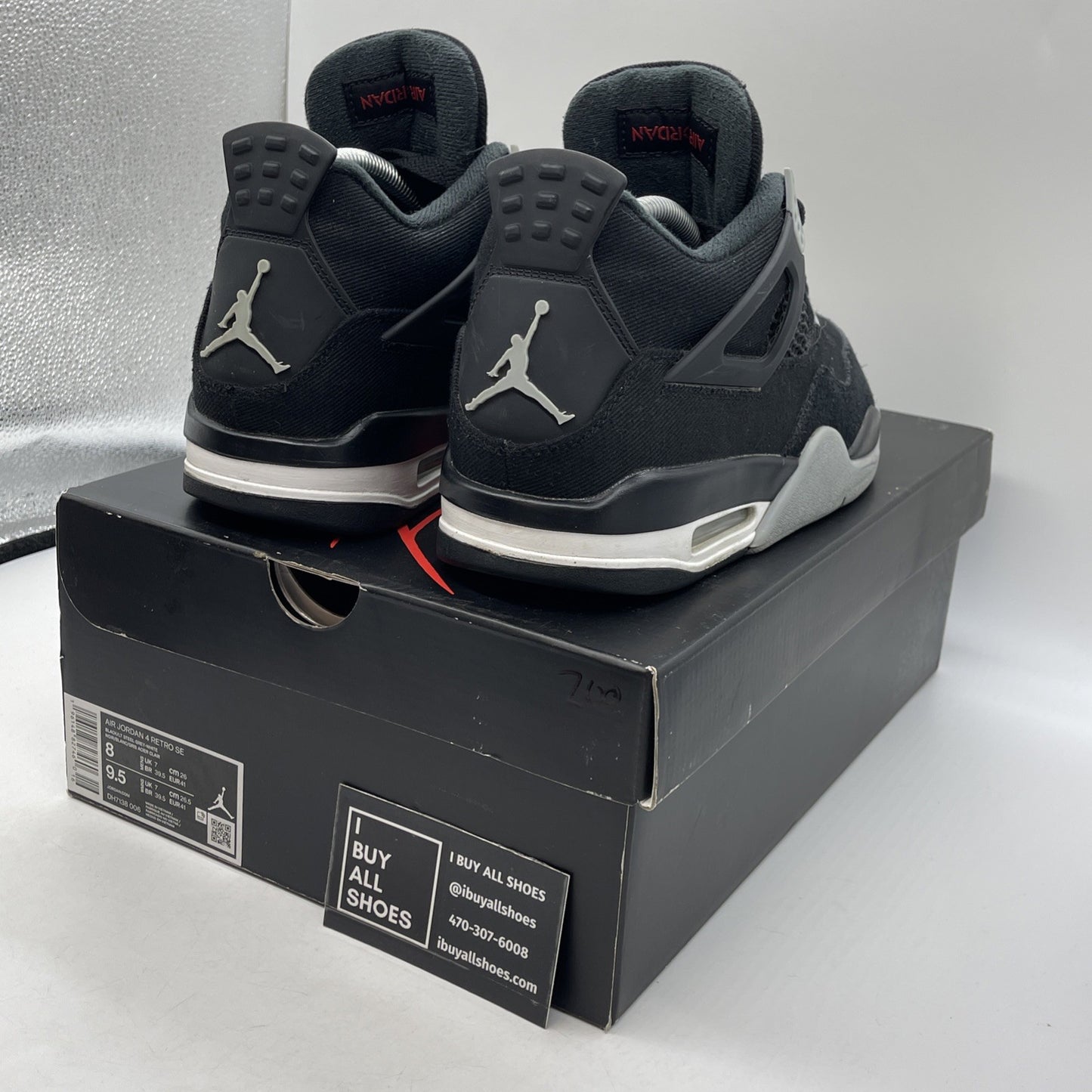 Size 8 - Jordan 4 Retro SE Mid Black Canvas Grey Suede (DH7138-006)