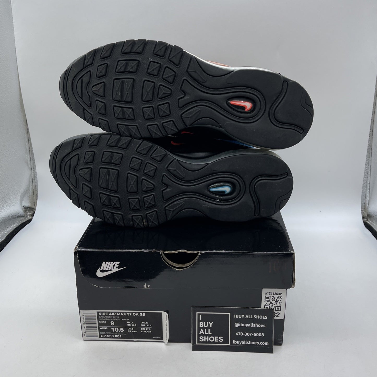 Size 9 - Nike Air Max 97 On Air: Neon Seoul Black Leather (CI1503-001)