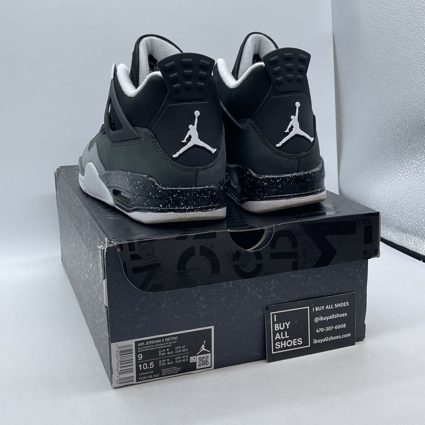 Size 9 - Air Jordan 4 Retro 2024 Fear Black Grey White Suede Leather FQ8138-002