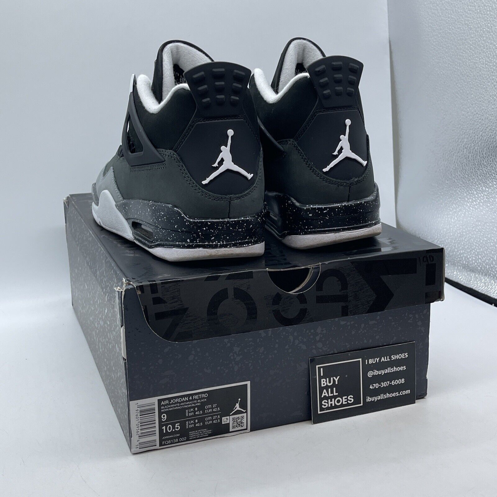 Size 9 - Air Jordan 4 Retro 2024 Fear Black Grey White Suede Leather FQ8138-002