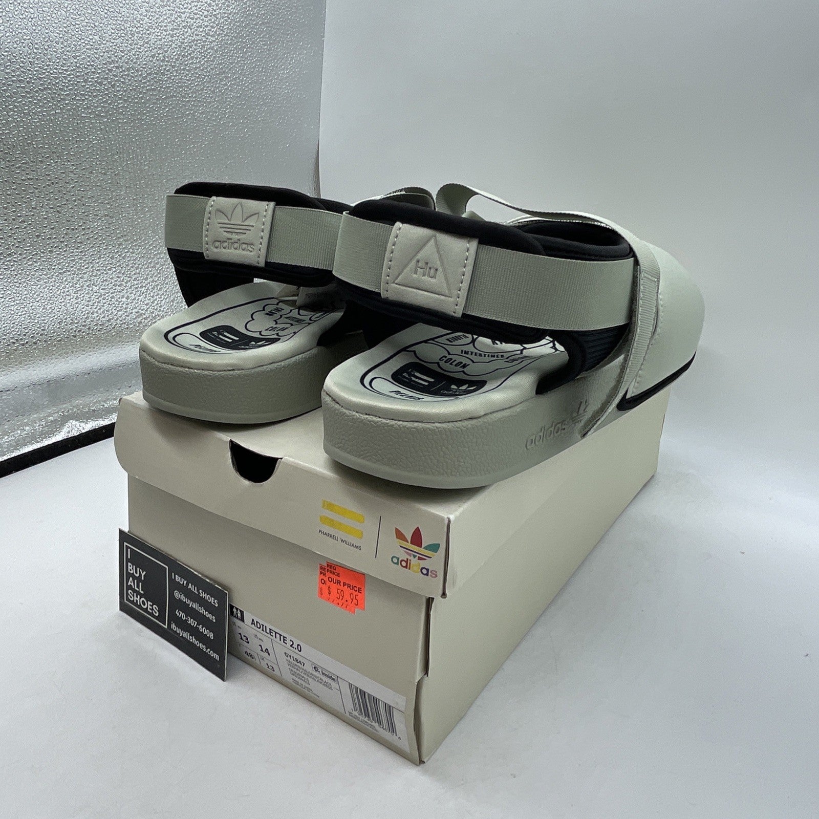 Size 13 - Adidas x Pharrell Williams Adilette 2.0 Sandal Slides (GY1847)