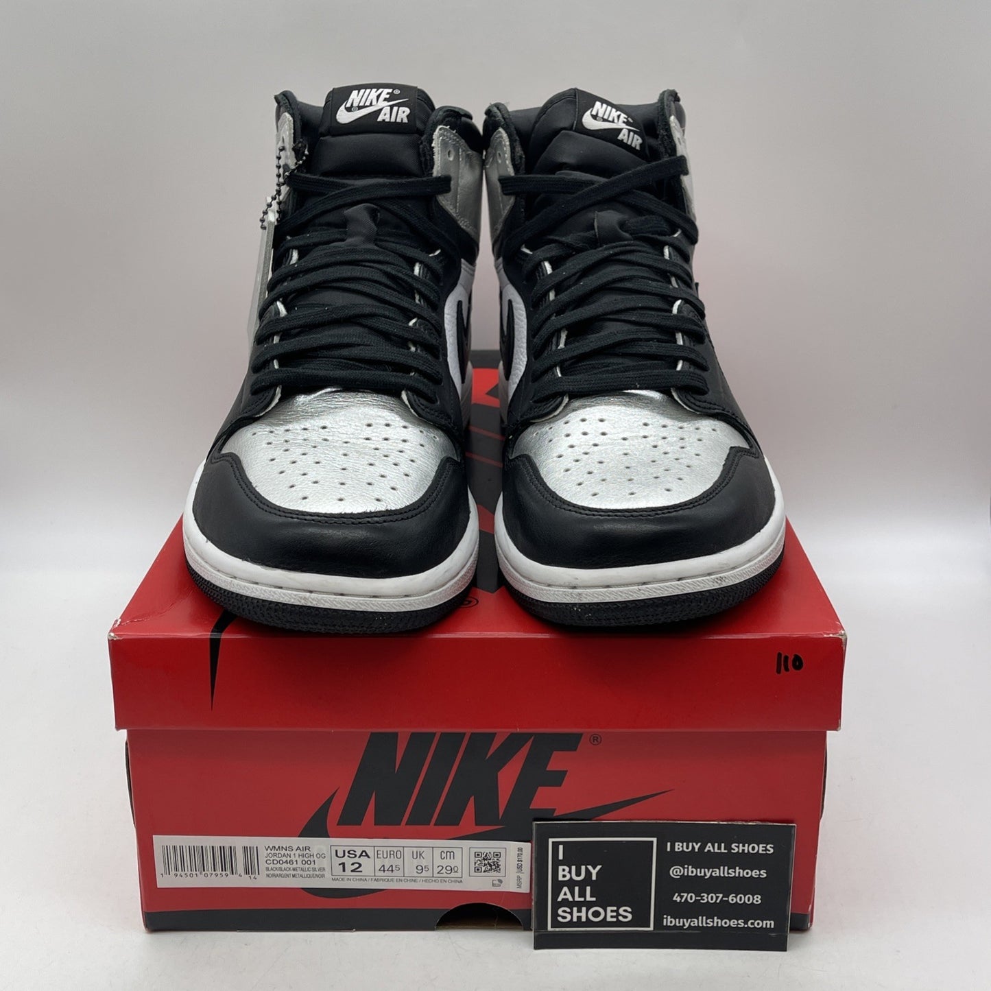 Size 12 - Air Jordan 1 High OG Metallic Silver White Leather (CD0461-001)