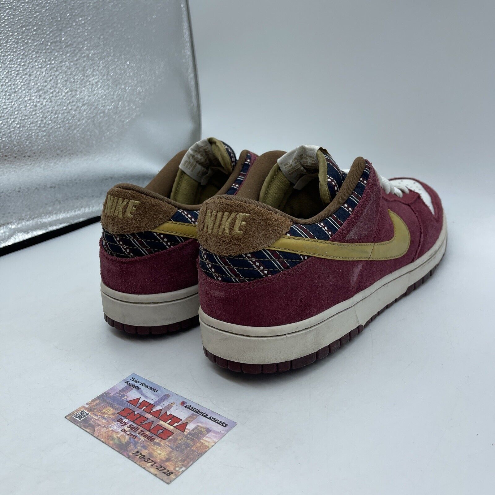 Size 12 - Dunk Low Pro SB Anchorman Burgundy White Brown Suede (304292-672)