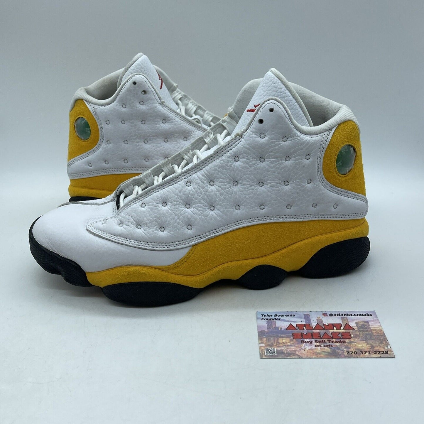 Size 9.5 - Jordan 13 Del Sol 2022 White Black Yellow Suede Leather (414571-167)