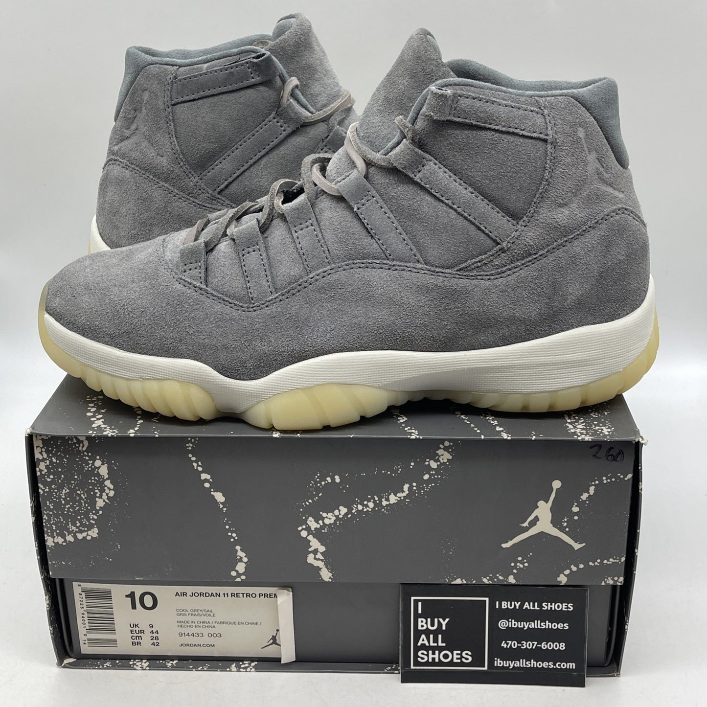 Size 10 - Air Jordan 11 Retro Premium Grey Suede (914433-003)