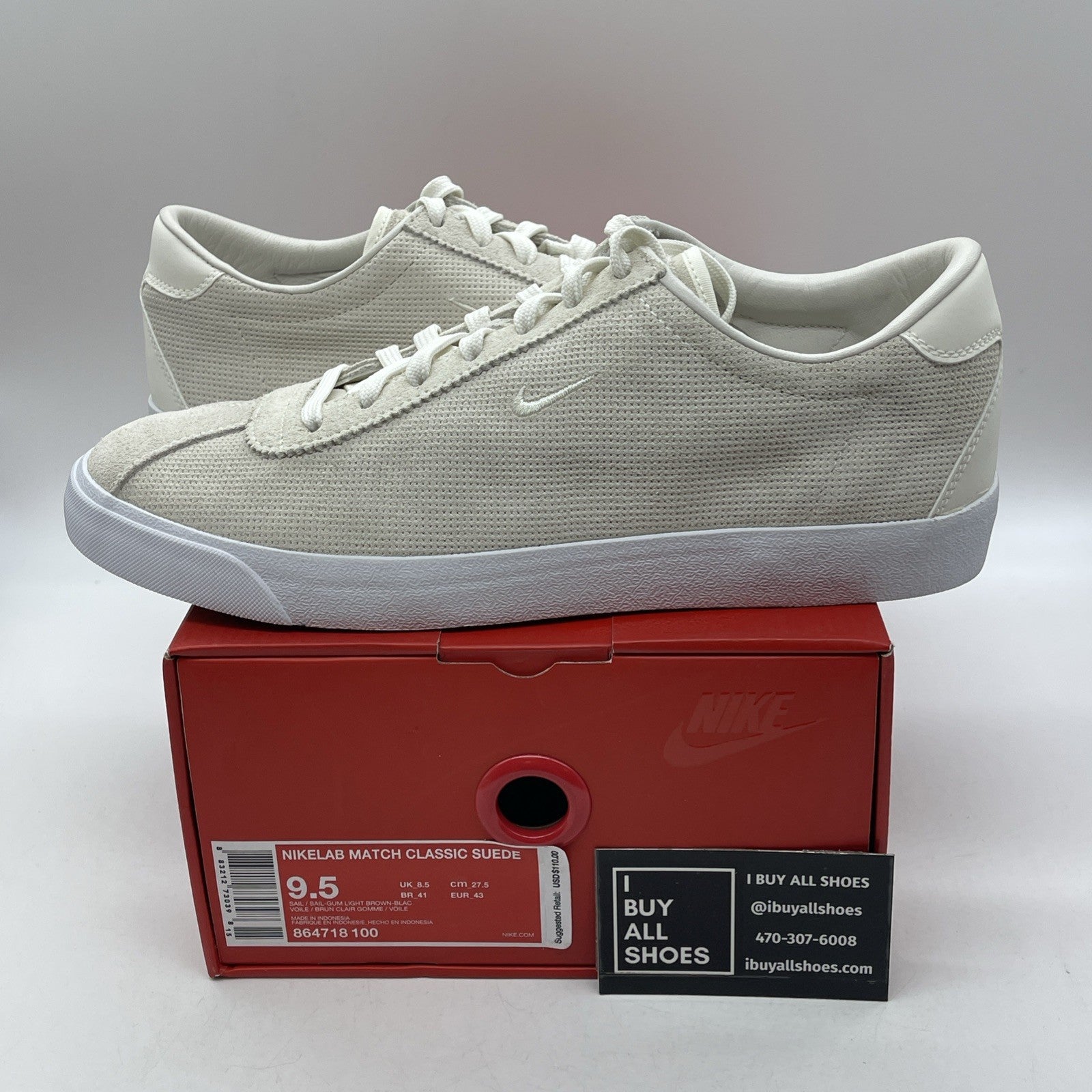Size 9.5 - NikeLab Match Classic Suede Sail White (864718-100)