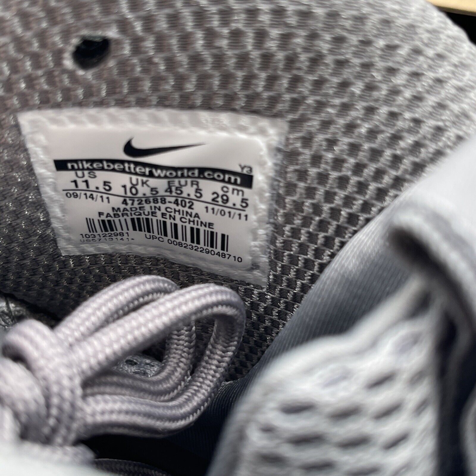 Size 11.5 - Nike Zoom Rookie Dynamic Blue Grey Black White (472688-402)
