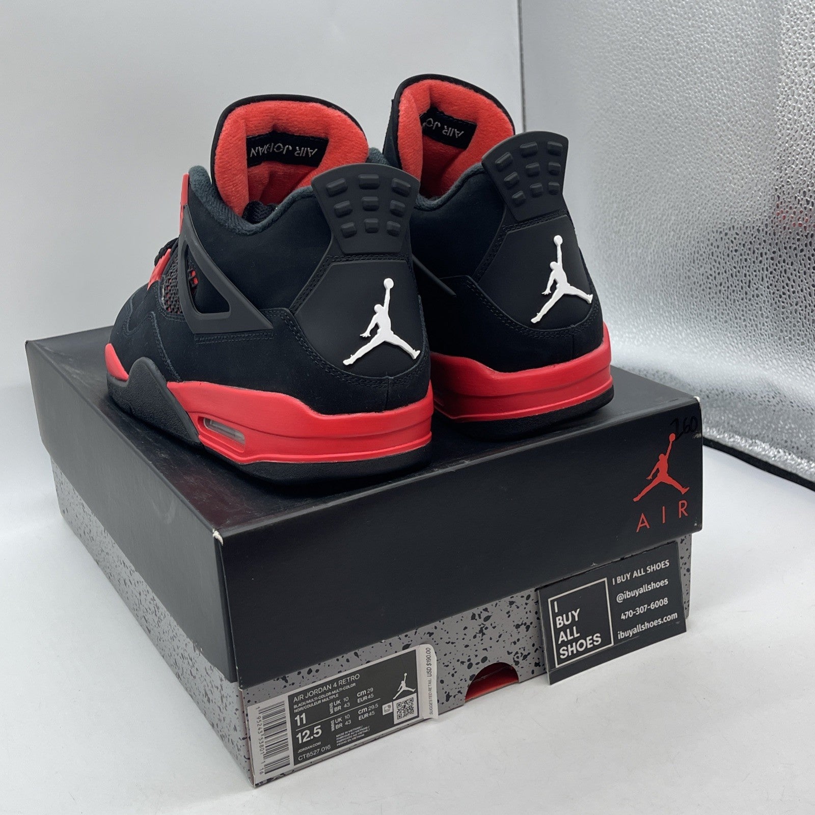 Size 11 - Jordan 4 Retro Mid Red Thunder White Black Suede (CT8527-016)