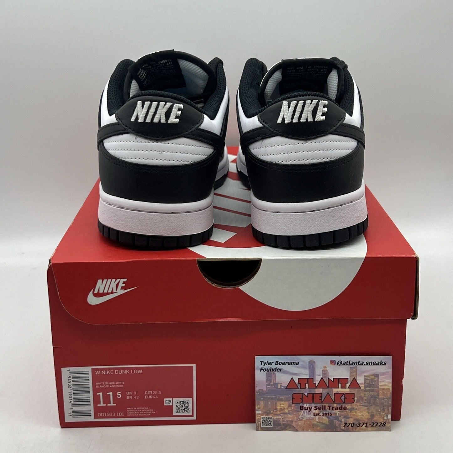 Size 11.5 - Nike Dunk Low Black White Brand New Og All