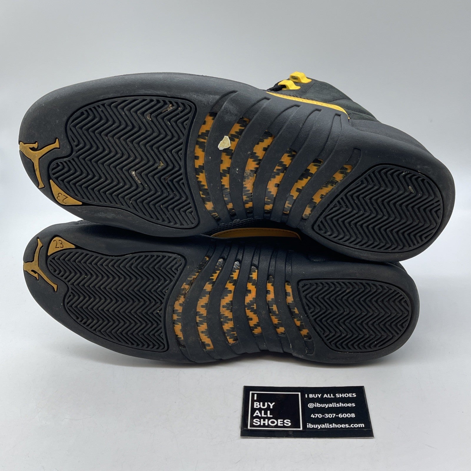 Size 10 - Jordan 12 Retro Mid Black Taxi Yellow Suede Leather (CT8013-071)