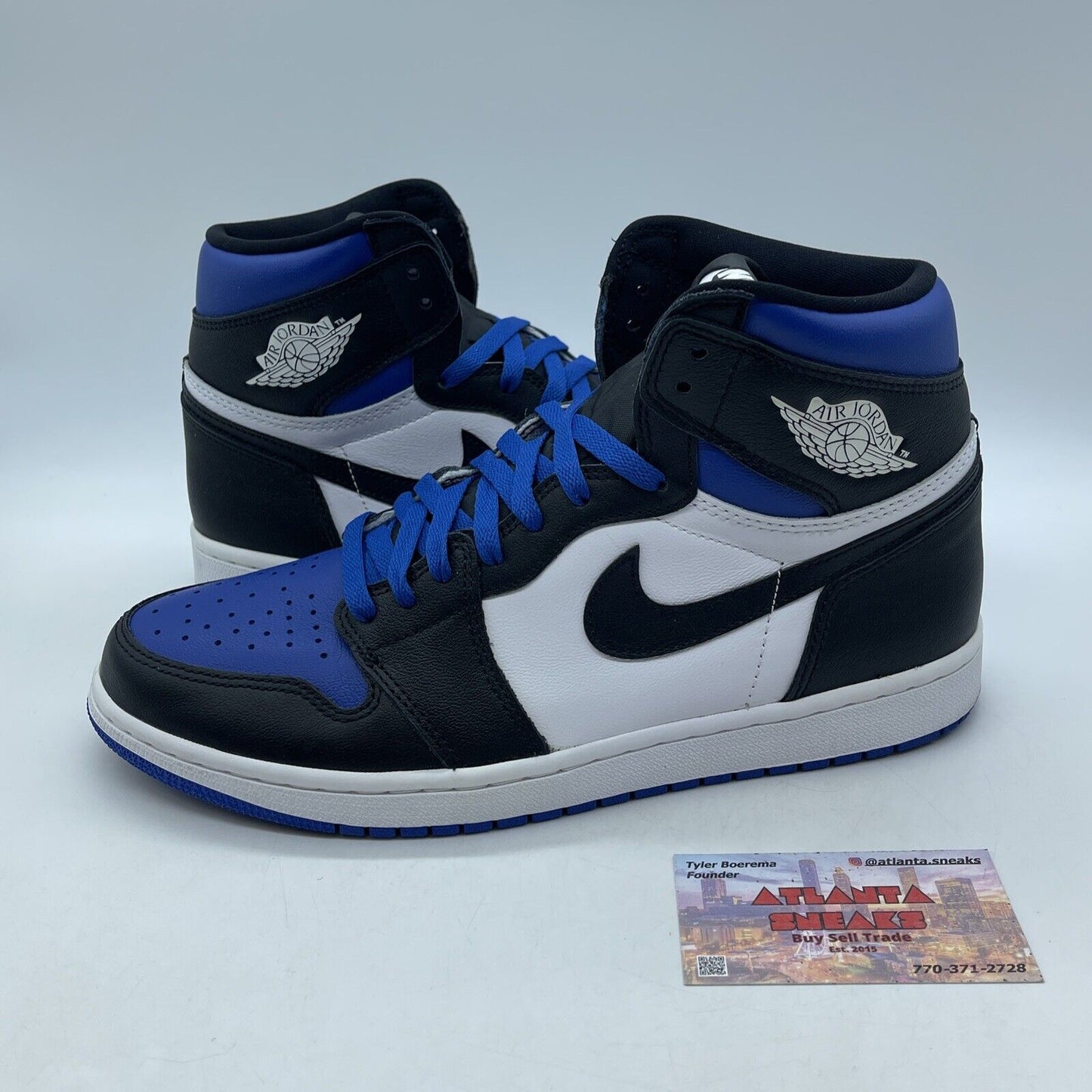 Size 10 - Jordan 1 Retro OG High Royal Toe Black Blue Black Leather (555088-041)