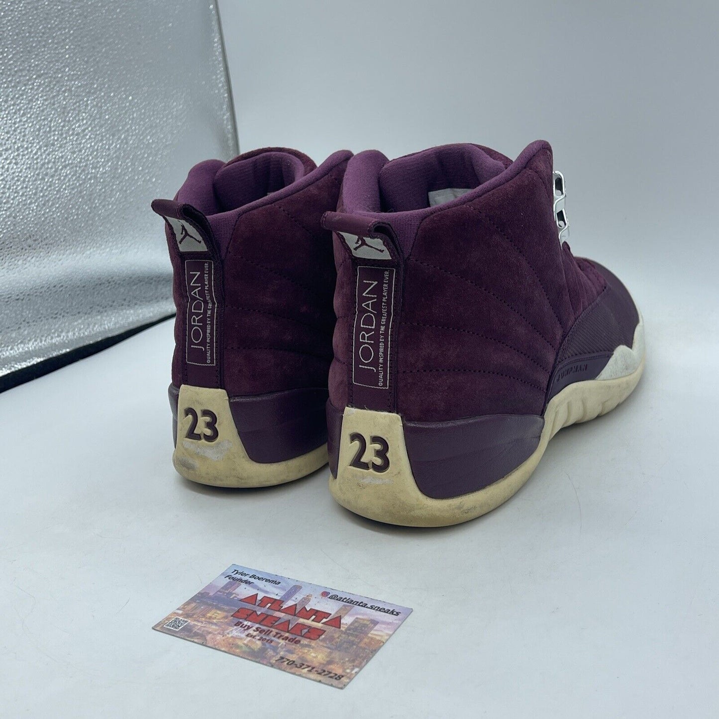 Size 10 - Air Jordan 12 Retro Bordeaux Burgundy Silver Suede (130690-617)