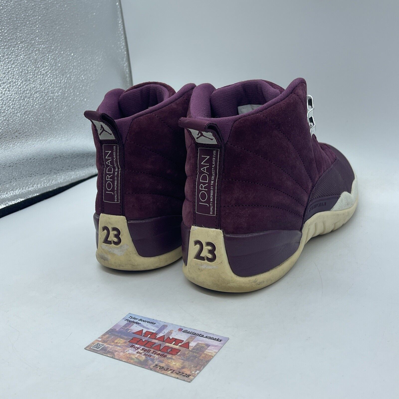 Size 10 - Air Jordan 12 Retro Bordeaux Burgundy Silver Suede (130690-617)