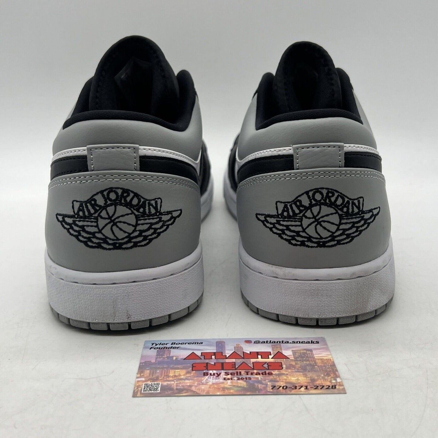 Size 14 - Jordan 1 Low Shadow Toe Black White Grey Leather (553558-052)