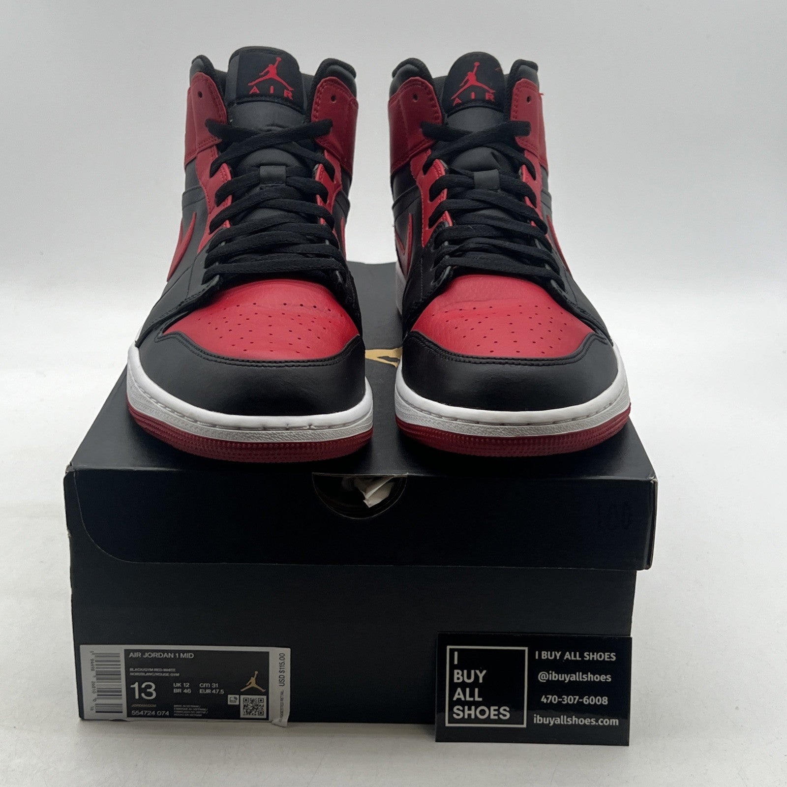 Size 13 - Air Jordan 1 Mid Banned 2020 (554724-074)