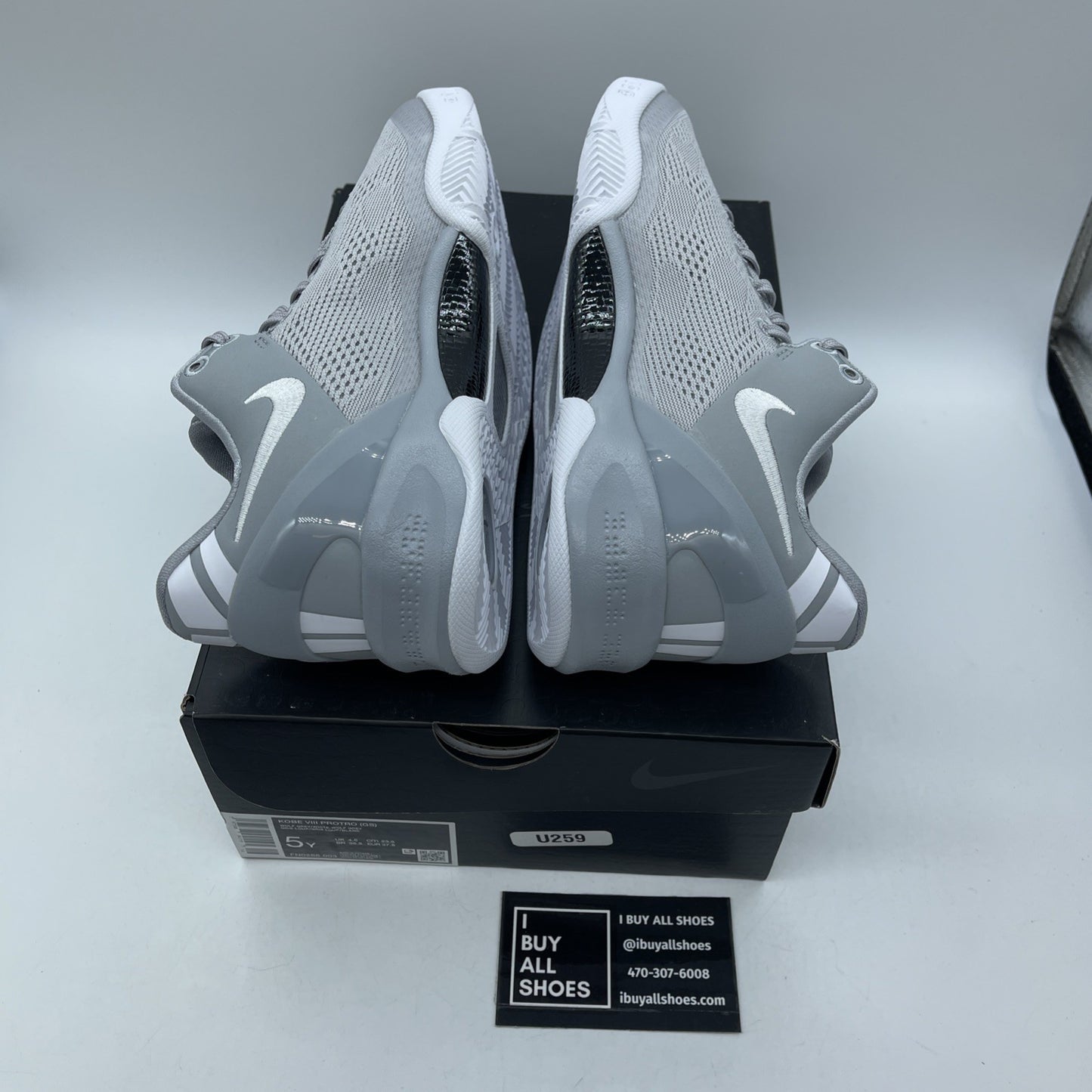 Size 5Y (GS) - Nike Kobe 8 Protro Low White Metallic Gold Silver (FN0266-003)