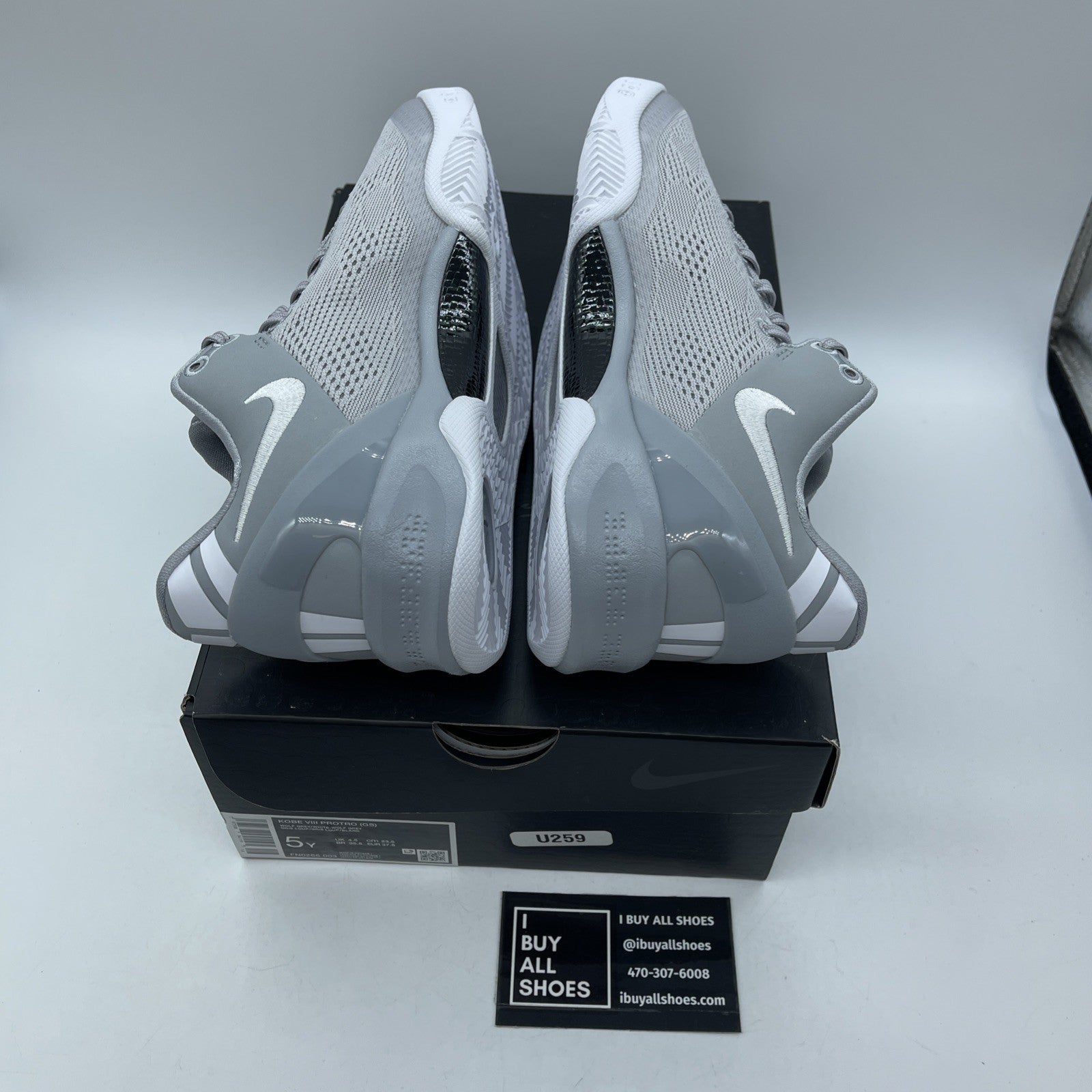 Size 5Y (GS) - Nike Kobe 8 Protro Low White Metallic Gold Silver (FN0266-003)