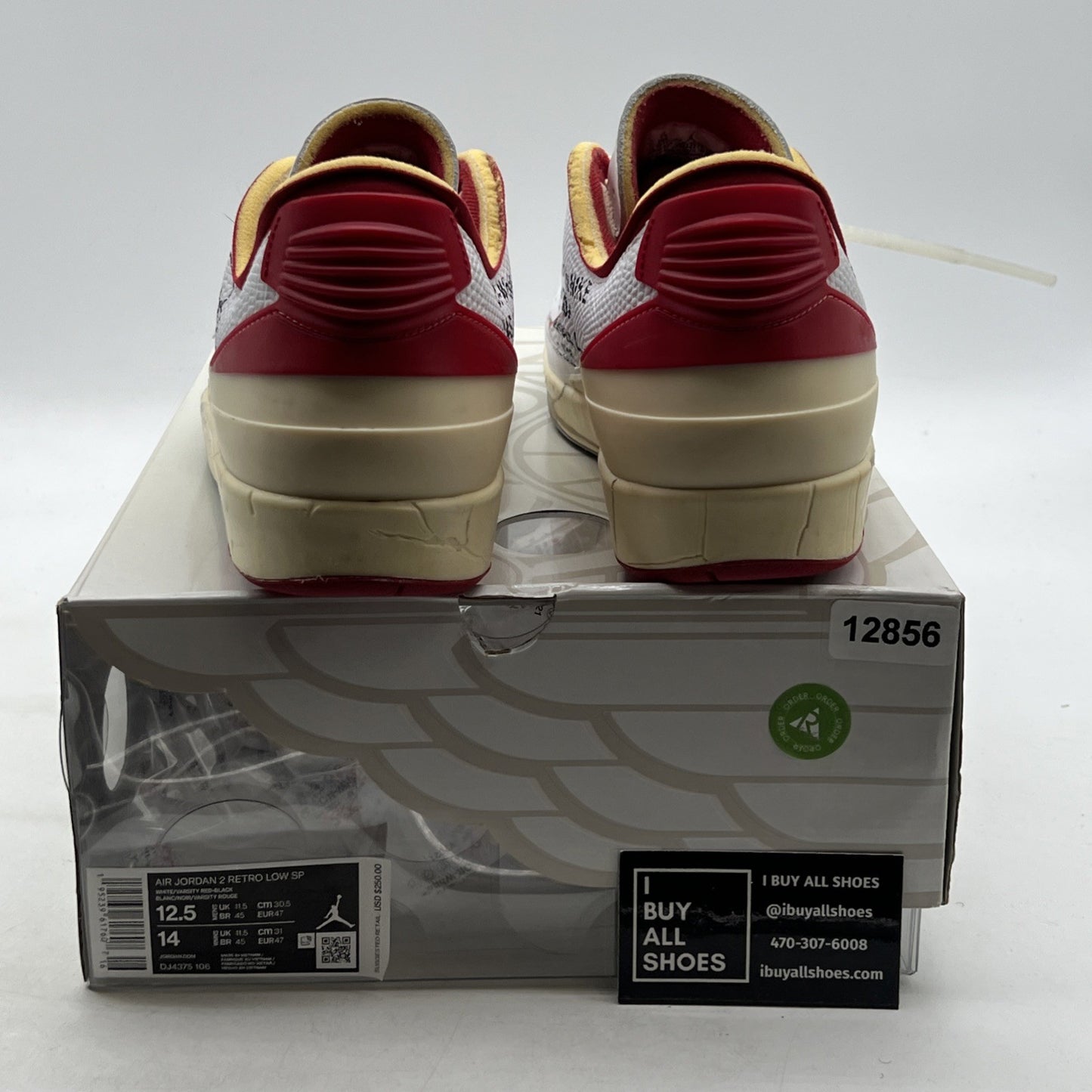 Size 12.5 - Air Jordan 2 Retro Low SP Off-White Varsity Red 2021 (DJ4375-106)