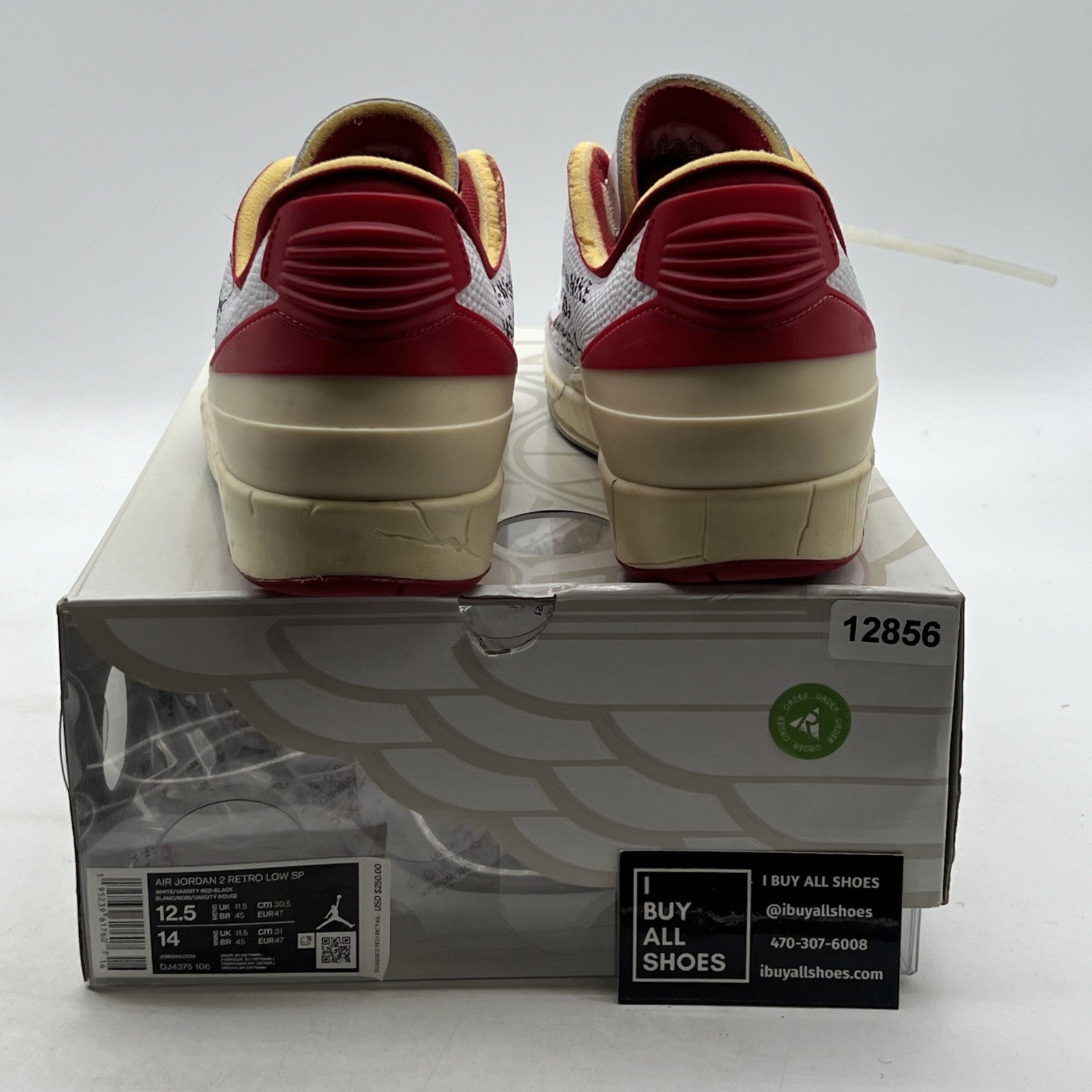 Size 12.5 - Air Jordan 2 Retro Low SP Off-White Varsity Red 2021 (DJ4375-106)