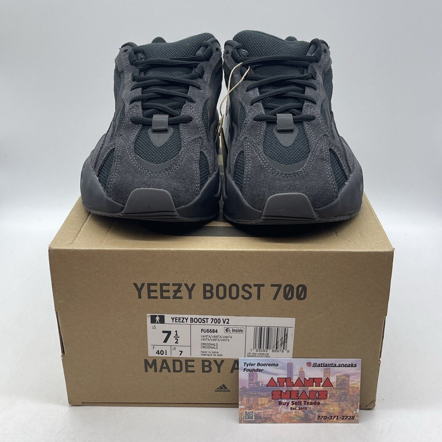 Size 7.5 - adidas Yeezy Boost 700 V2 Vanta Black Suede (FU6684)