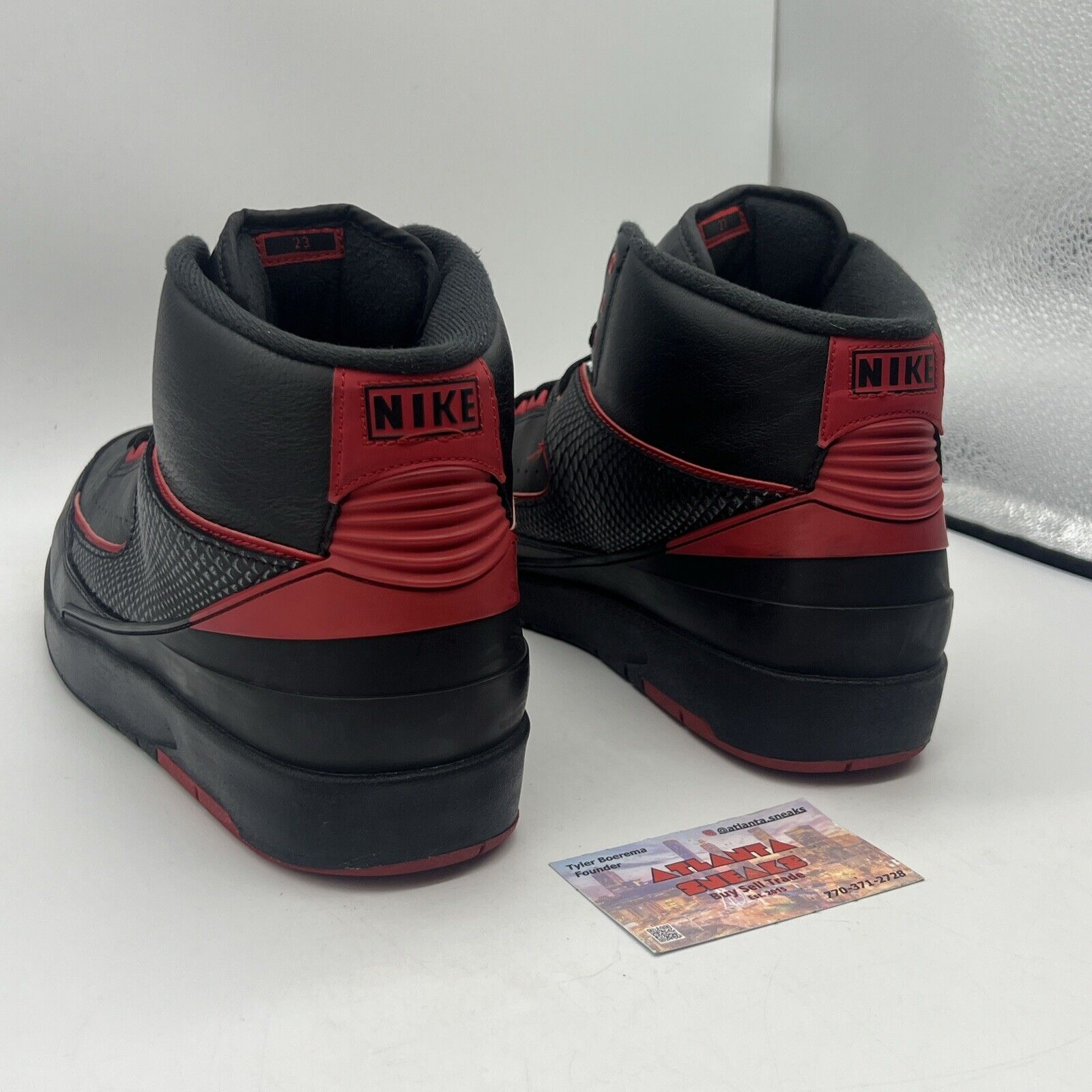 Size 11.5 - Air Jordan 2 Retro Alternate 87 Black Red Leather Used