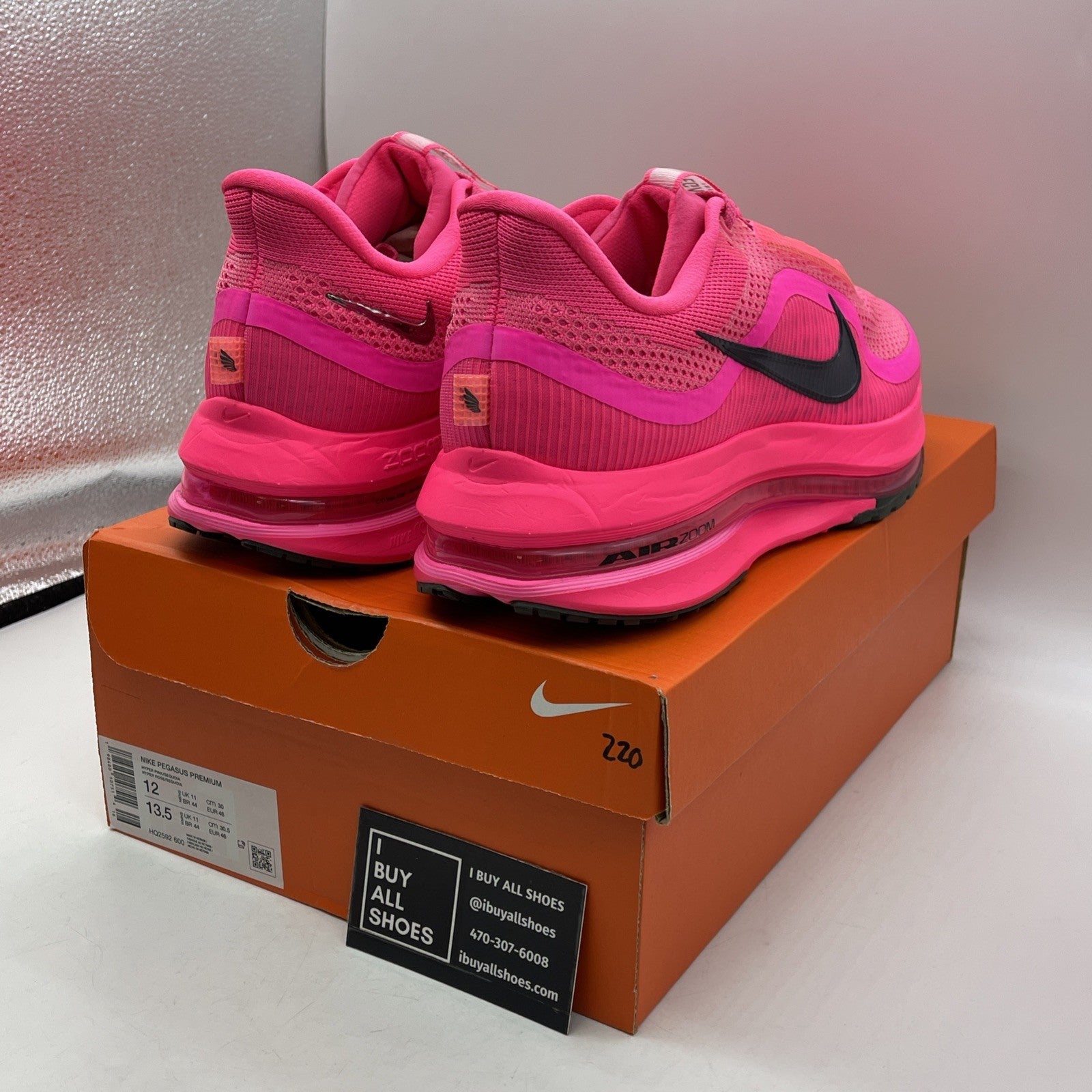 Size 12 - Nike Pegasus Premium Hyper Pink Black Suede Leather (HQ2592-600)