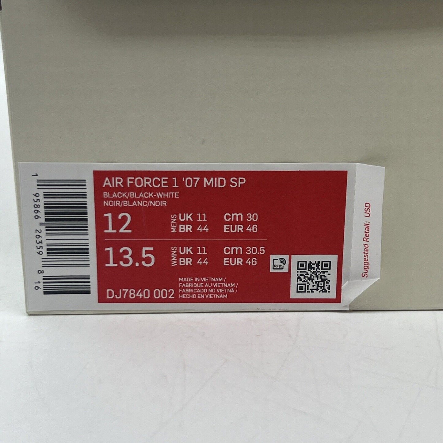 Size 12 - Nike Air Force 1 Mid x Stussy White Black 2022 Brand New Og All