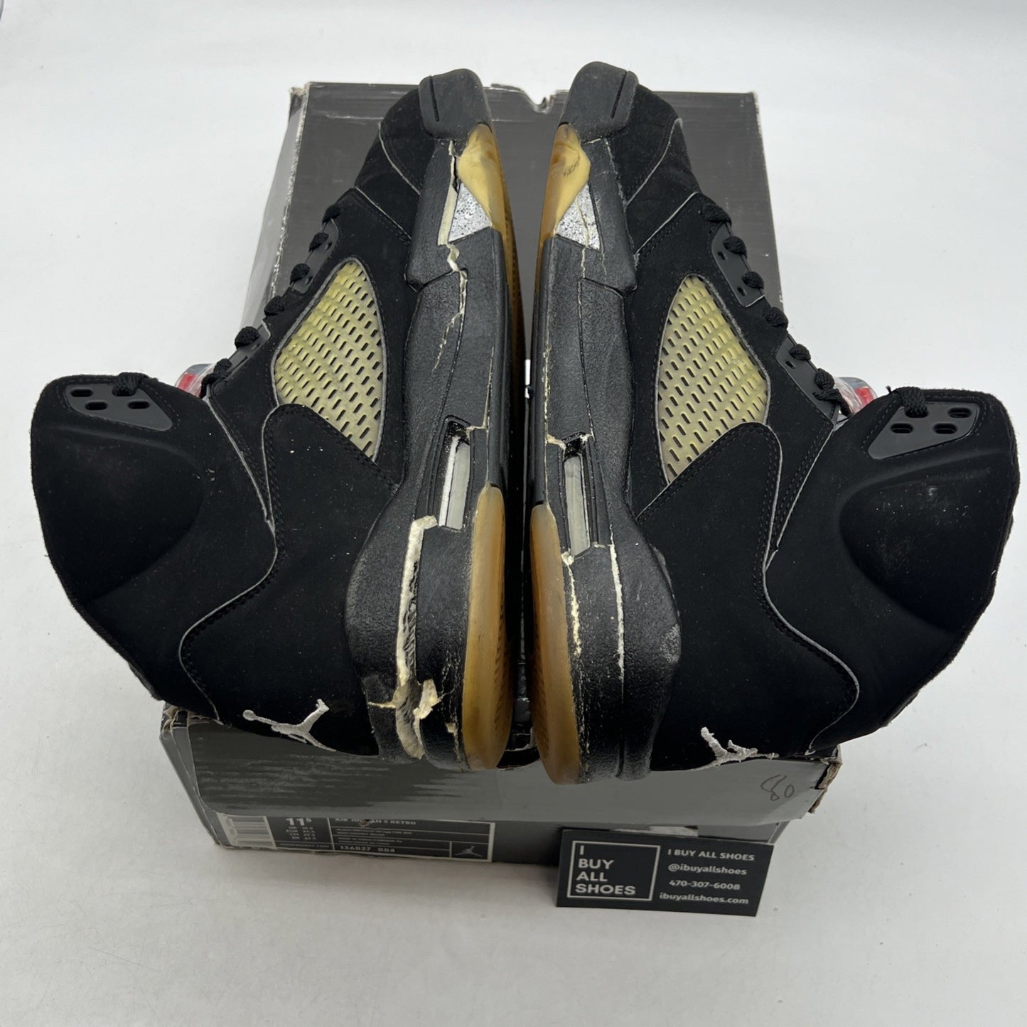 Size 11.5 - Air Jordan 5 Retro 2007 Black Metallic (136027-004)