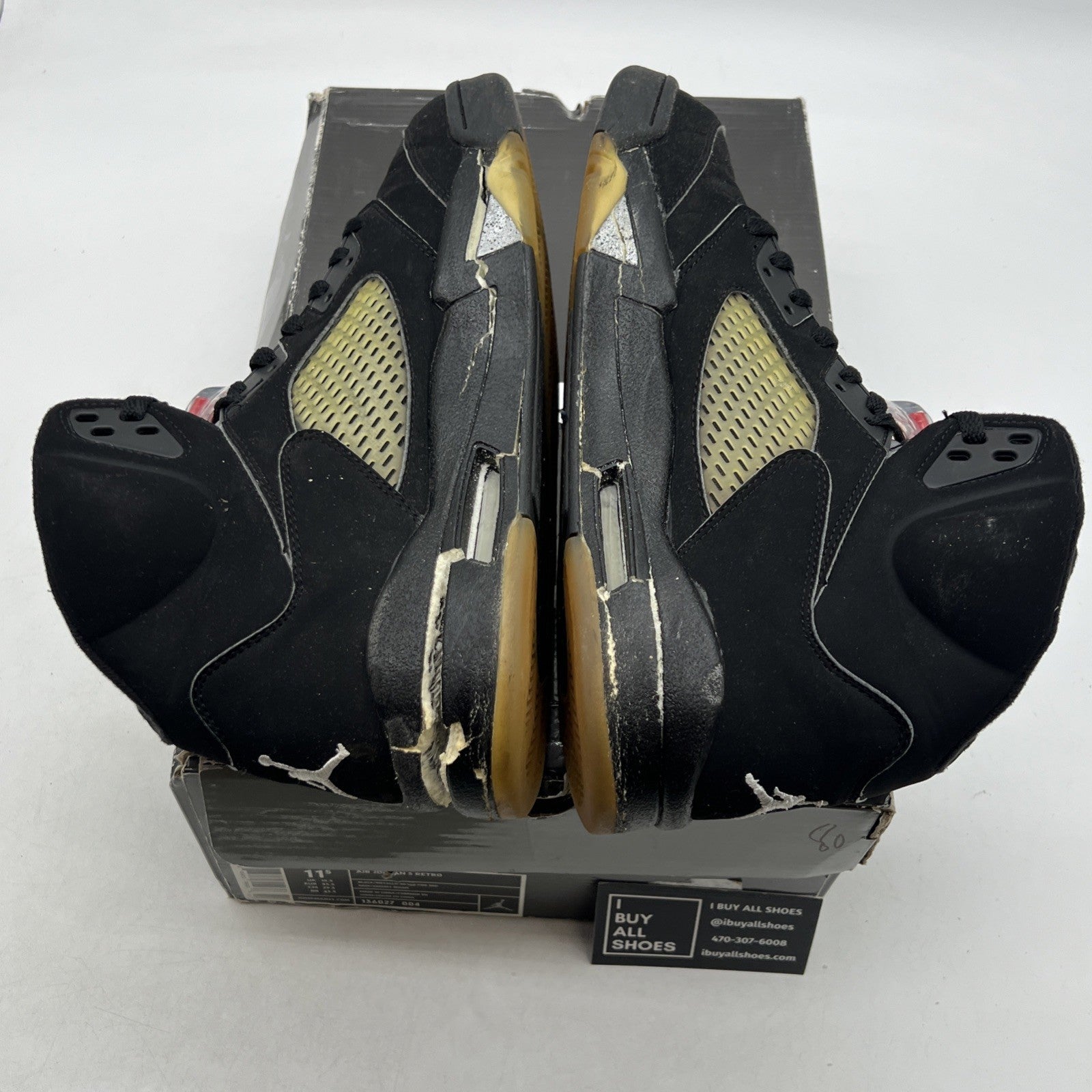 Size 11.5 - Air Jordan 5 Retro 2007 Black Metallic (136027-004)